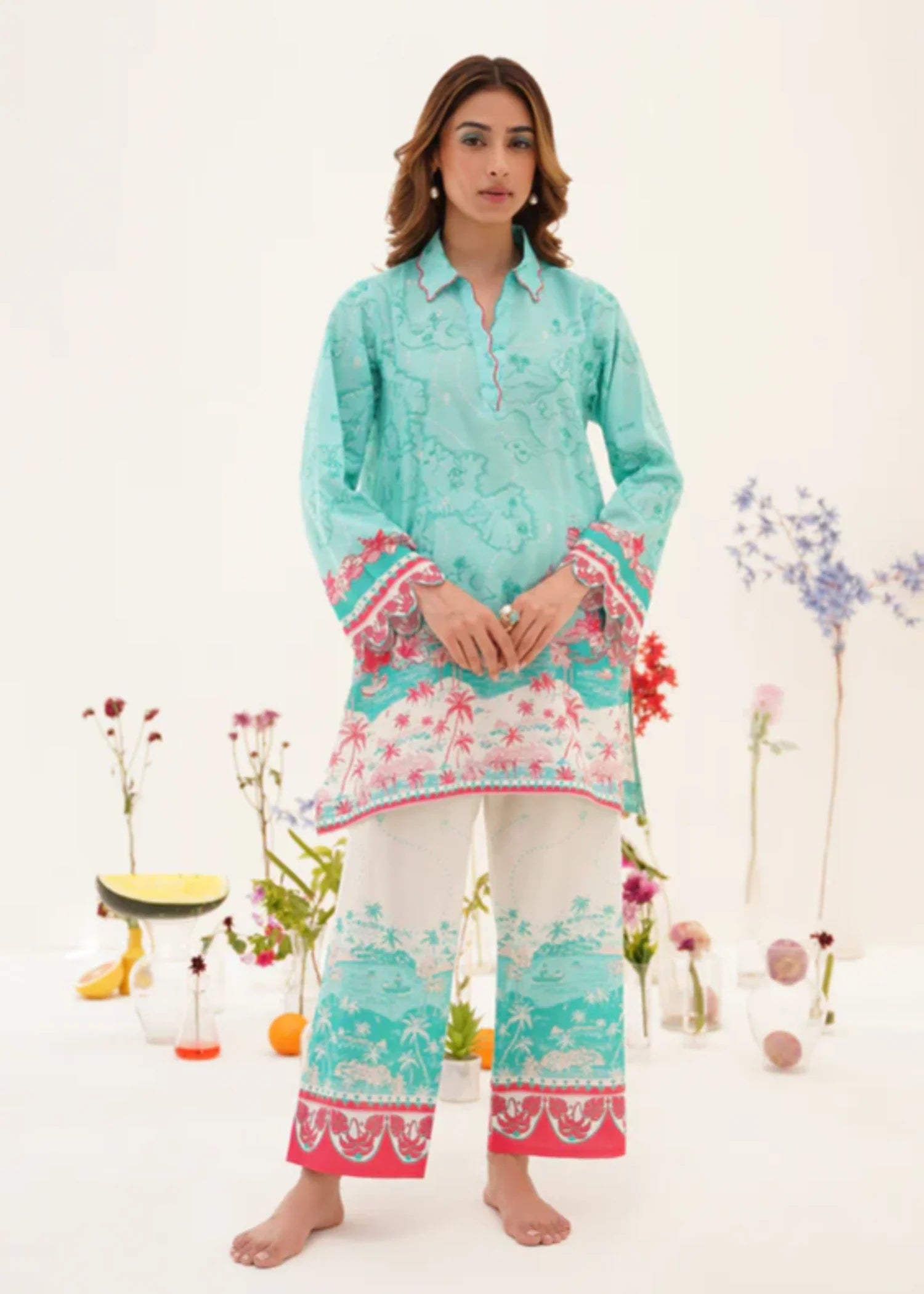 cambric Co Ord Sets in Sea green