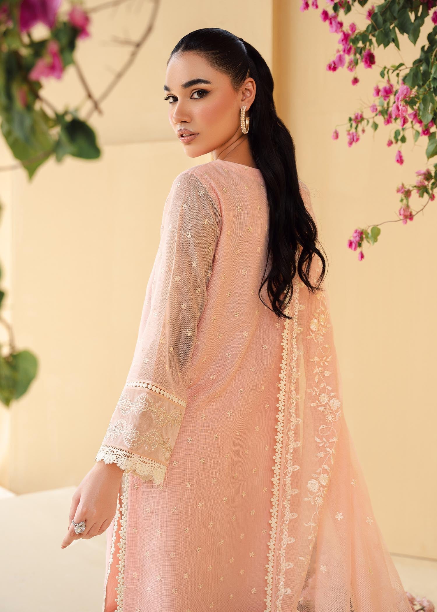 cotton net Kurta Set in Pastel pink