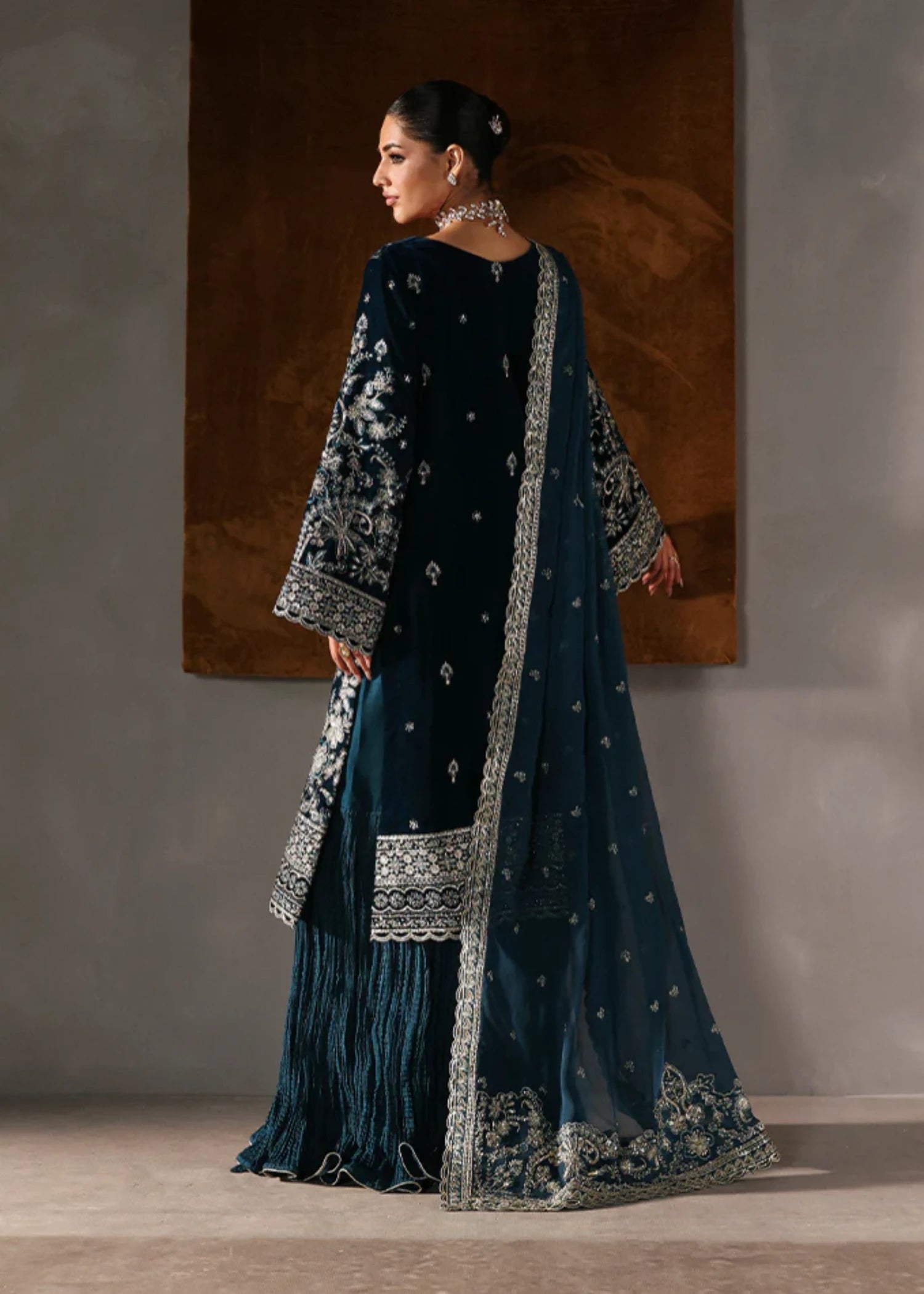 velvet Sharara in Teal