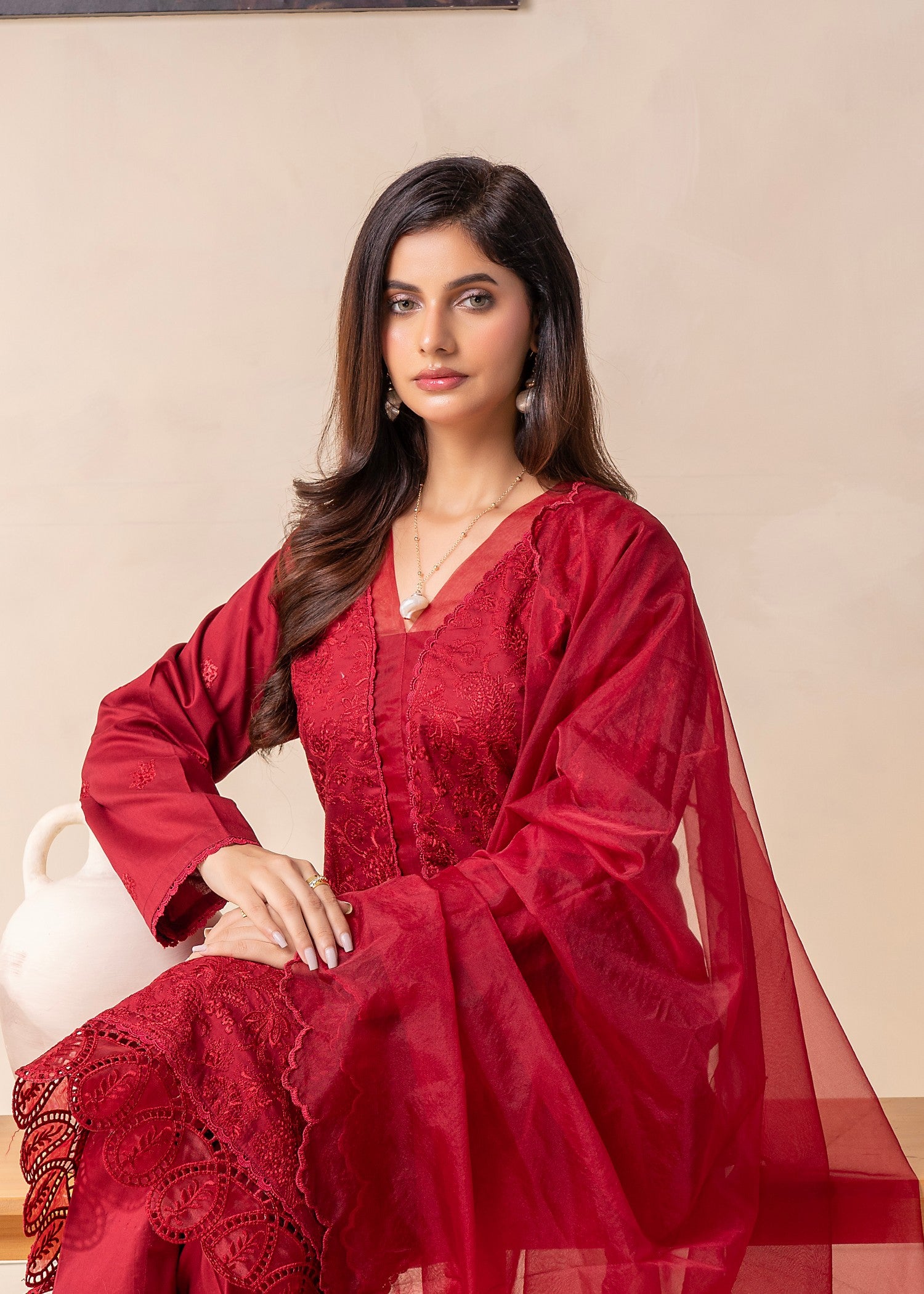 lawn cotton Kurti in Red