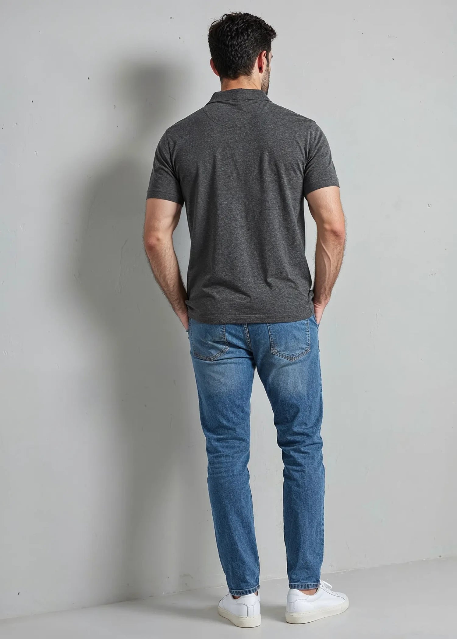 polycotton Polo Shirt in Charcoal