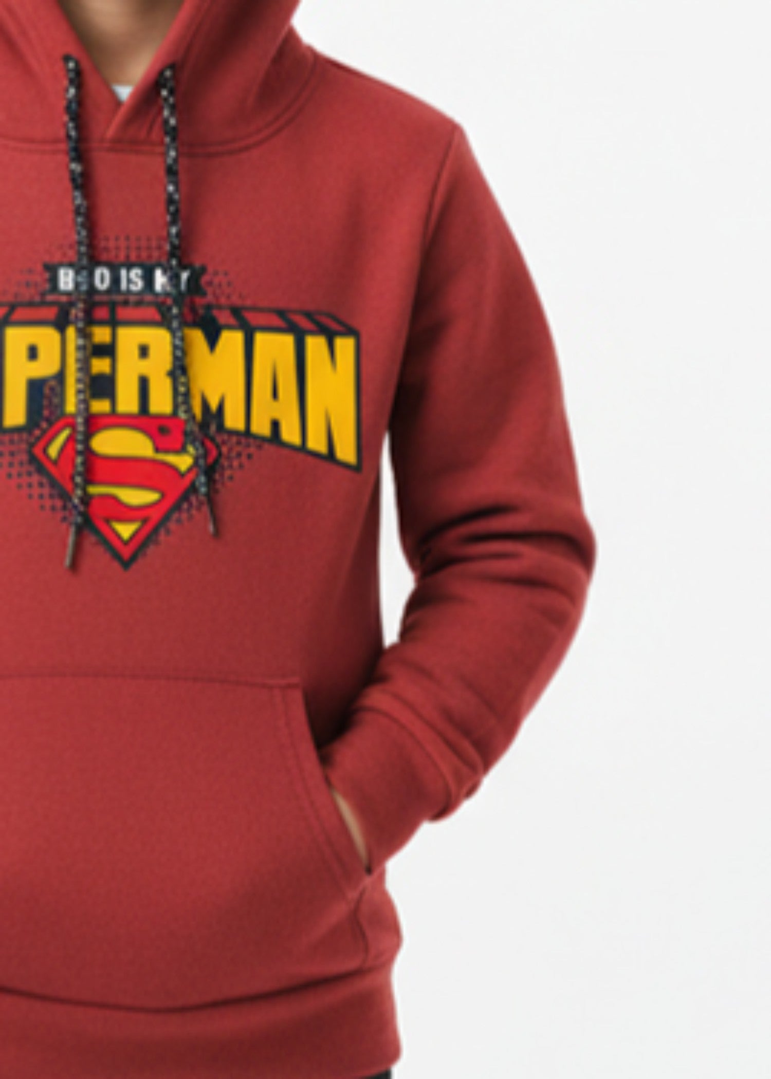 fleece Hoodie in Persian red
