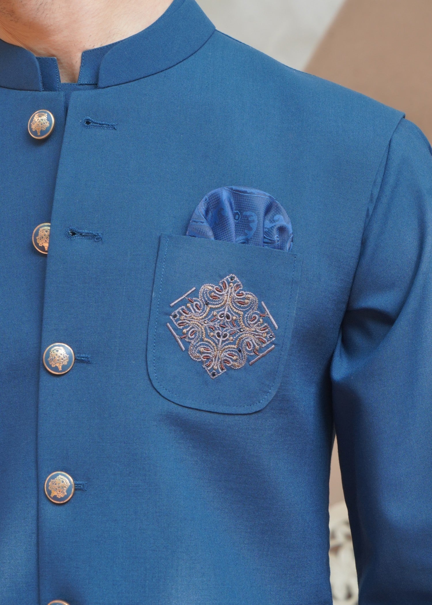 wool Waistcoat in Blue