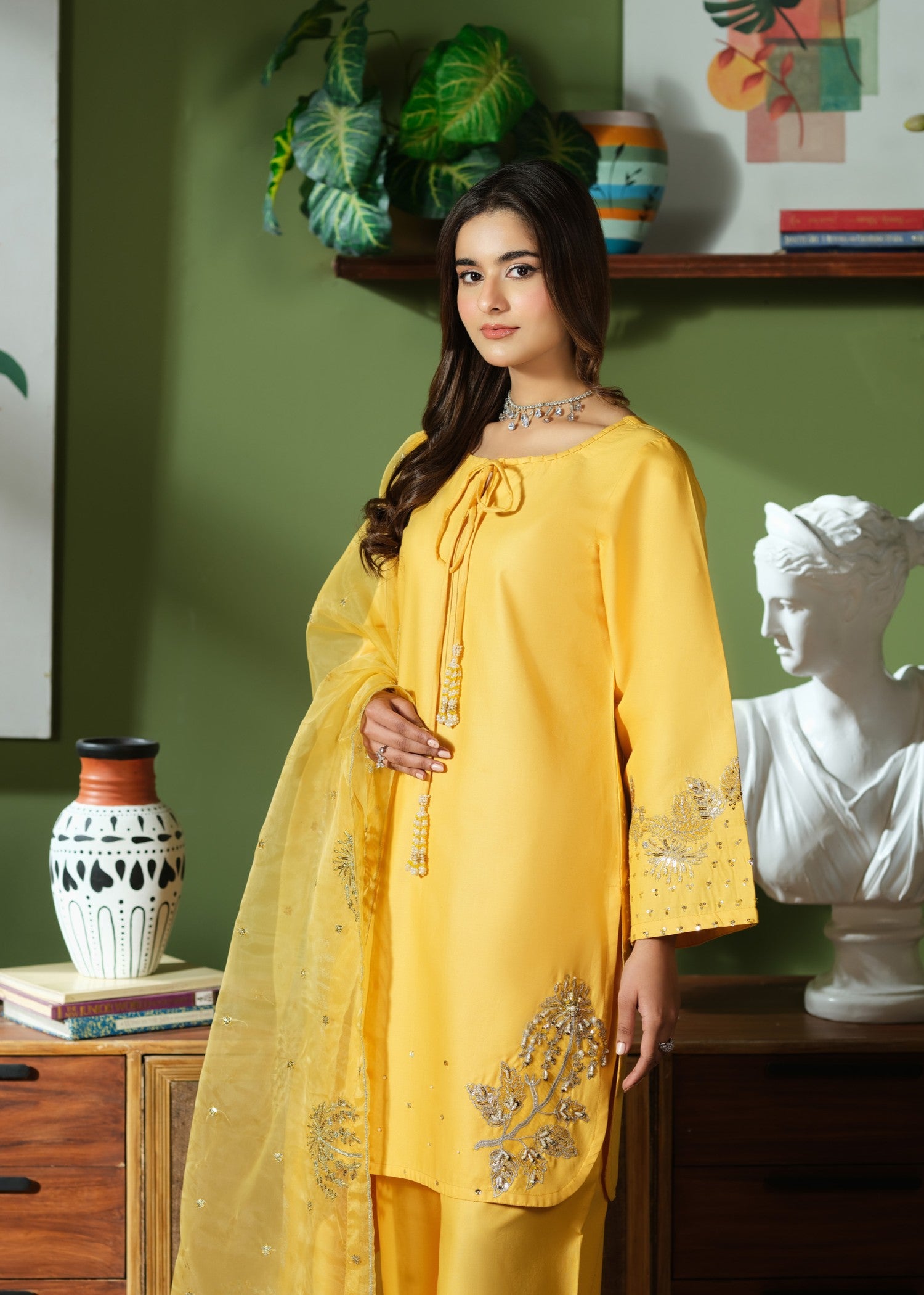 cambric Kurta Set in Mellow yellow