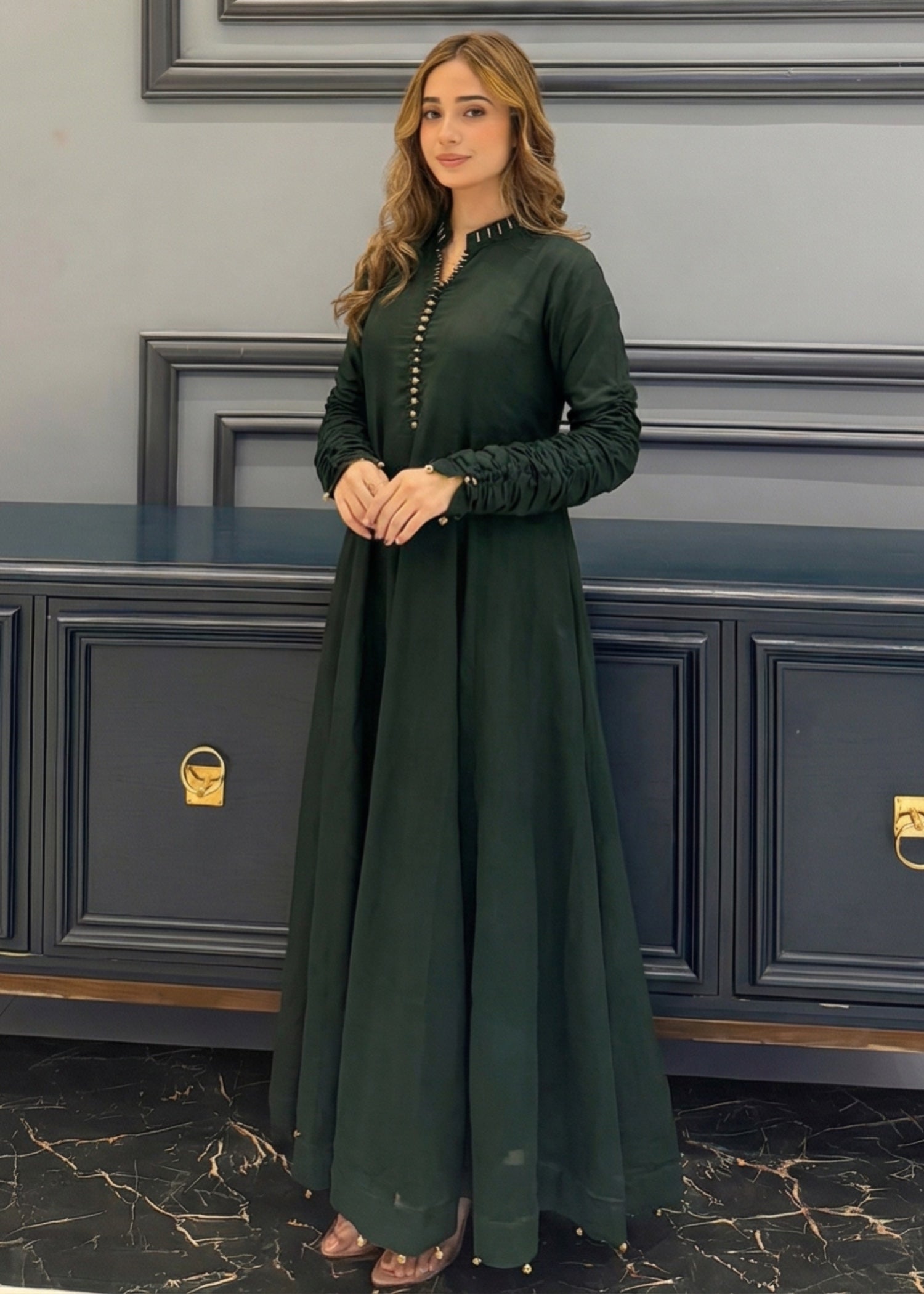 chiffon Maxi in Dark green
