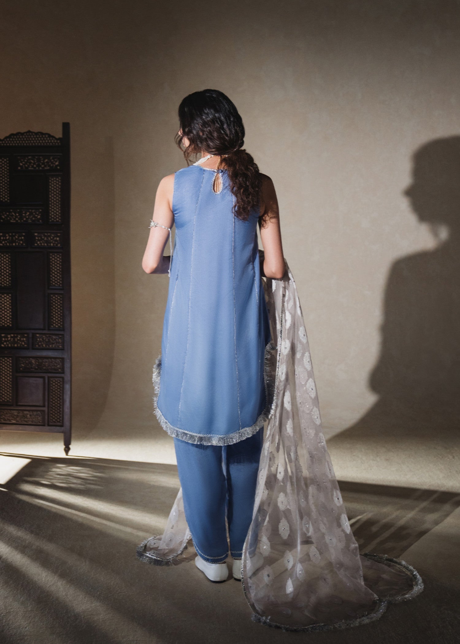 organza Kurta Set in Periwinkle