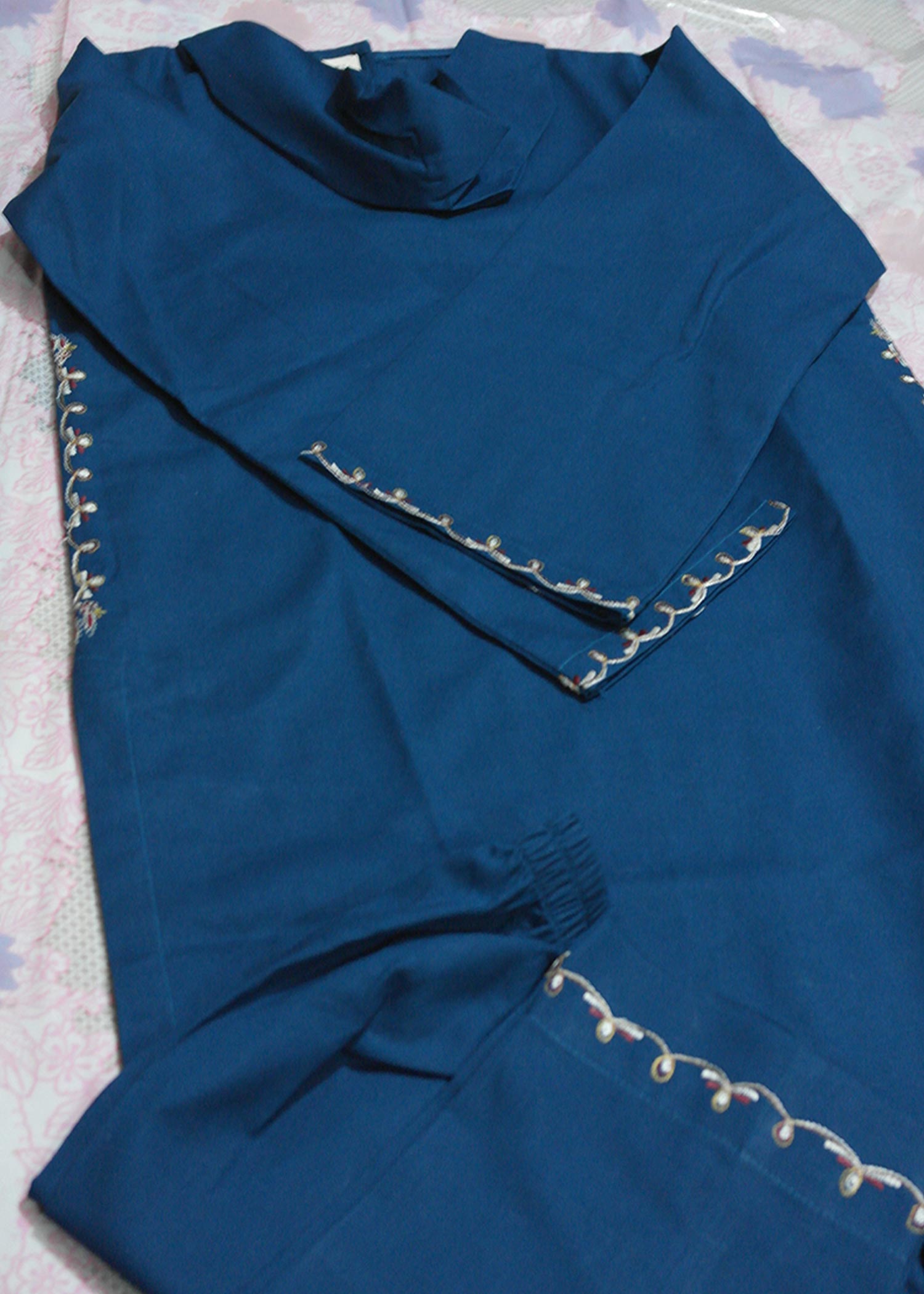 twill cambric Kurta Set in Teal
