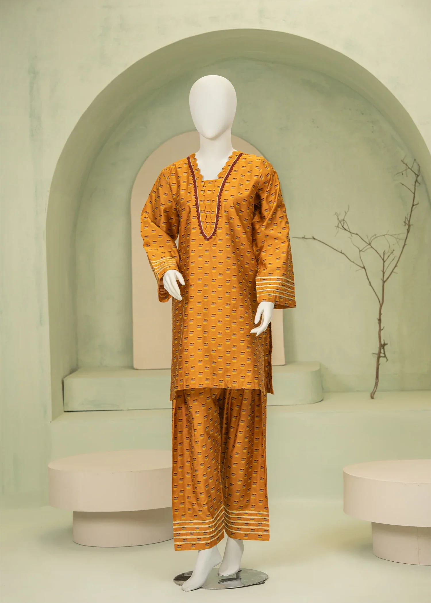 viscose Co Ord Sets in Mari gold, honey