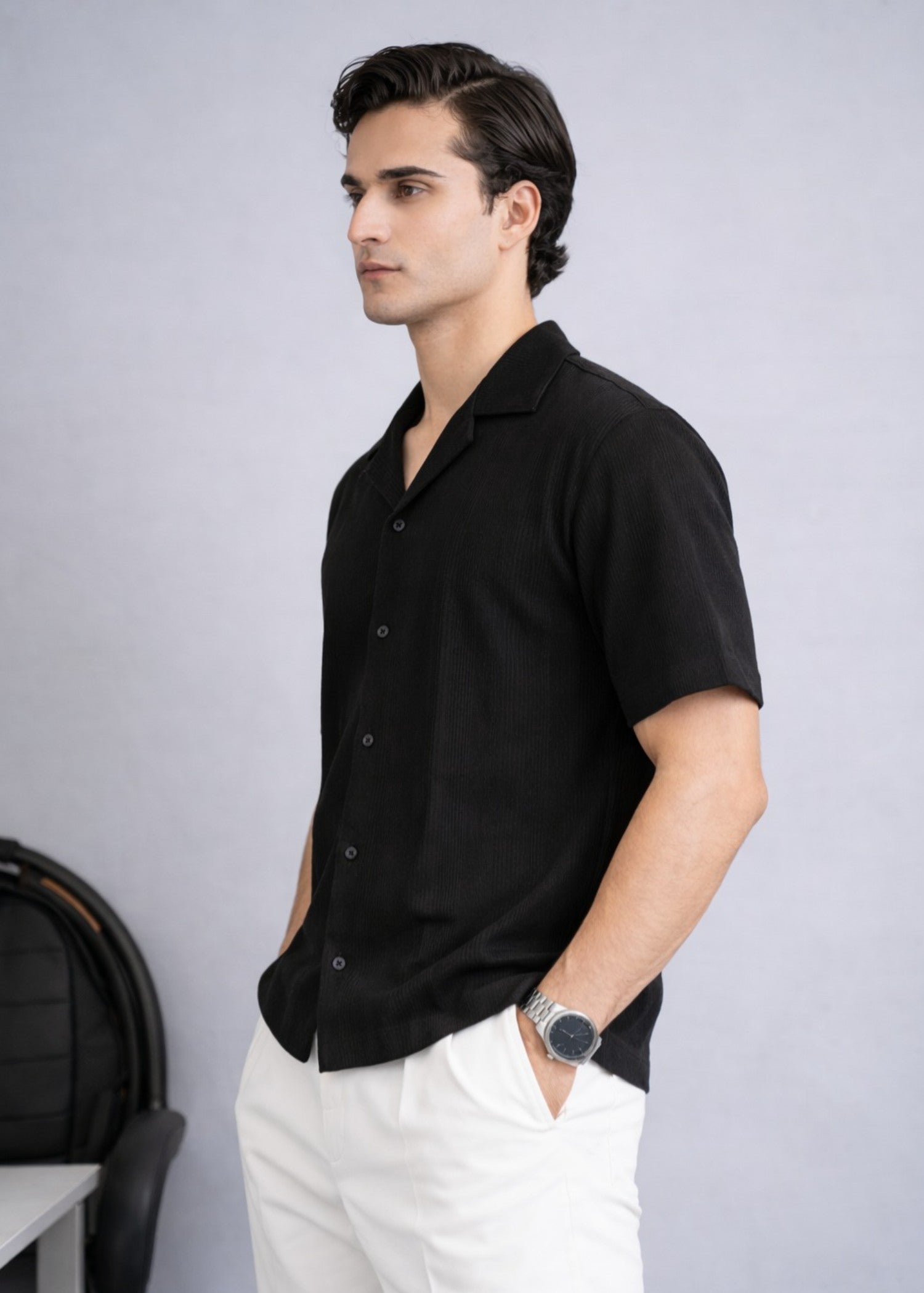 cotton Casual Shirt in Black by Ecowears.Pk