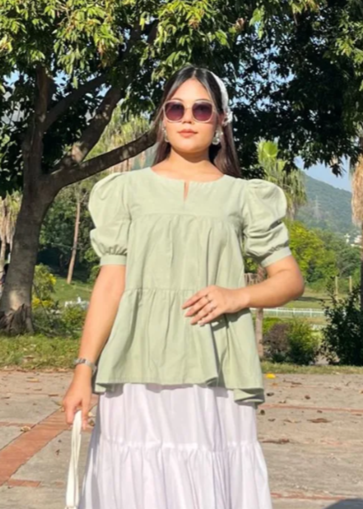 cotton Top in Tea green