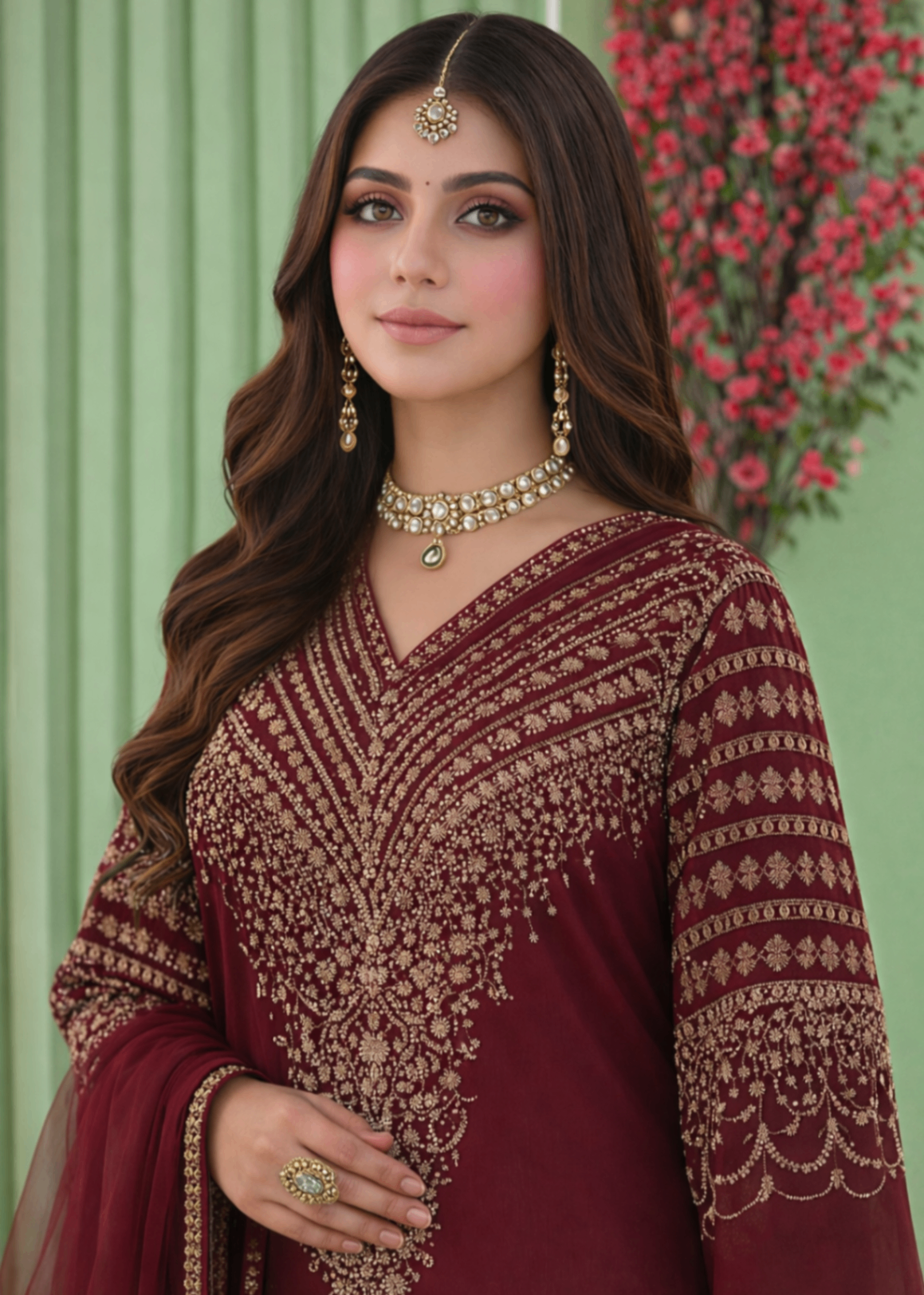 korean raw silk Kurta Set in Maroon