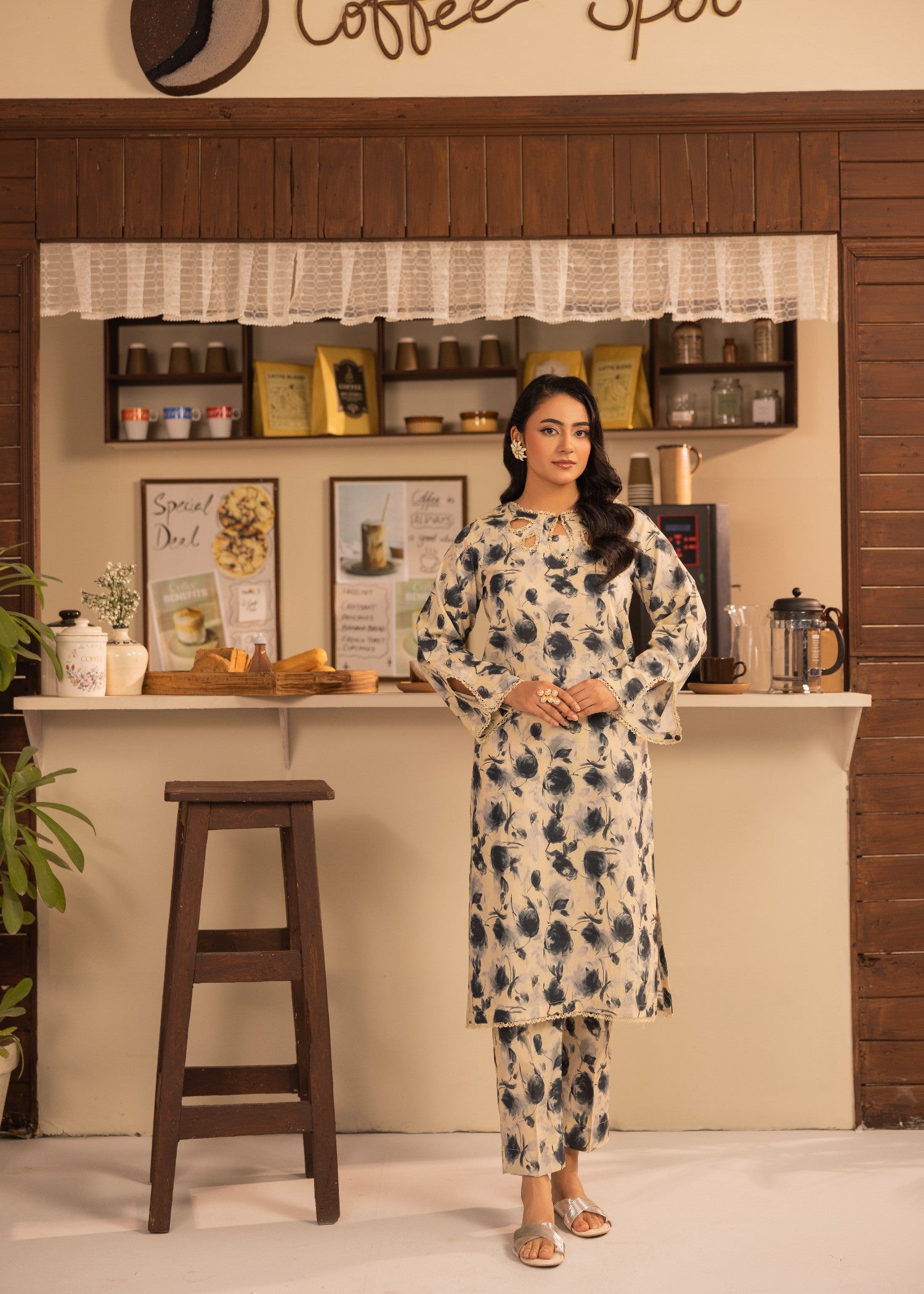 lawn Co Ord Sets in Ivory, ebony