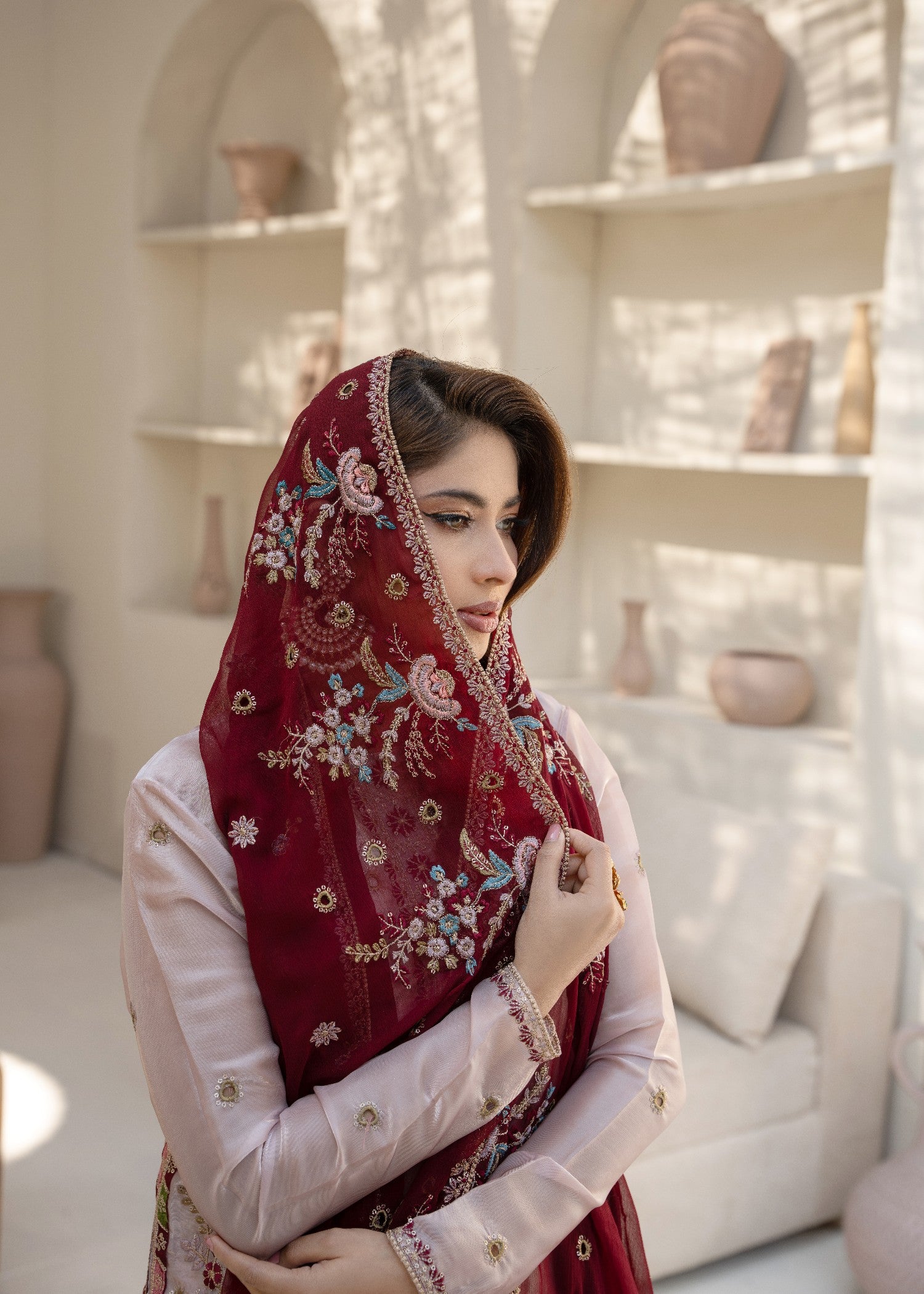 silk Kurta Set in Rose pink