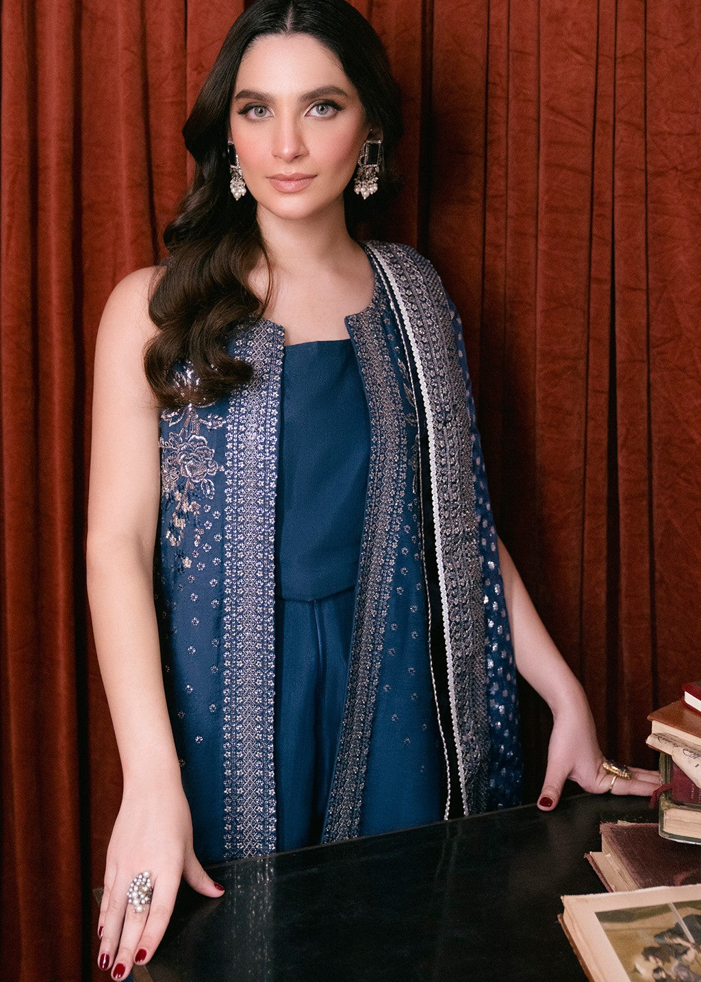 raw silk Unstitched in Royal blue