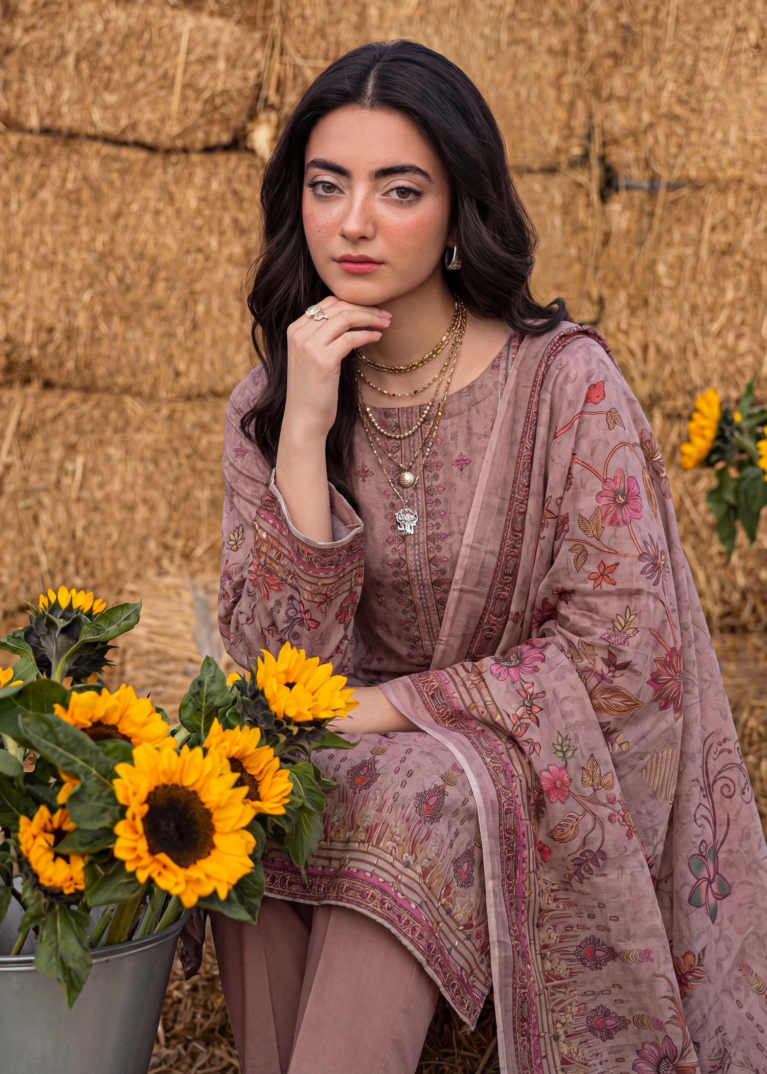 karandi Unstitched in Tea rose pink