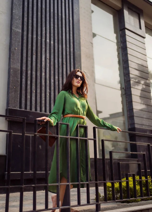 linen Dress in Green