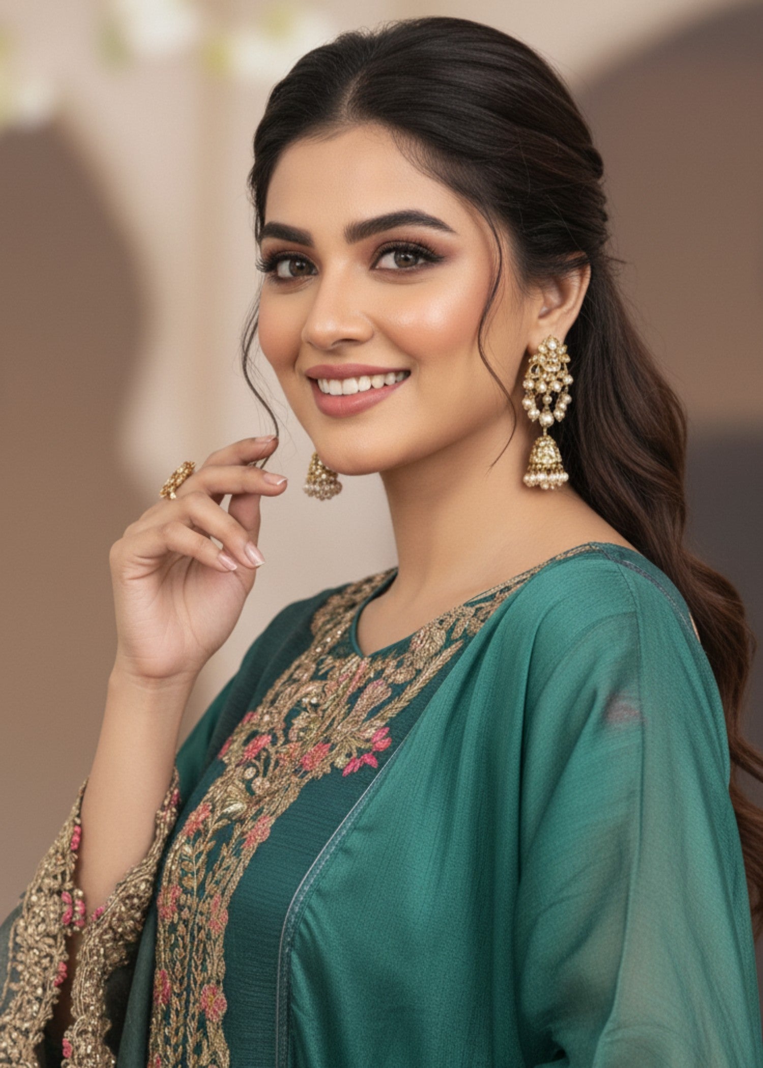 tissue Short Frock in Green