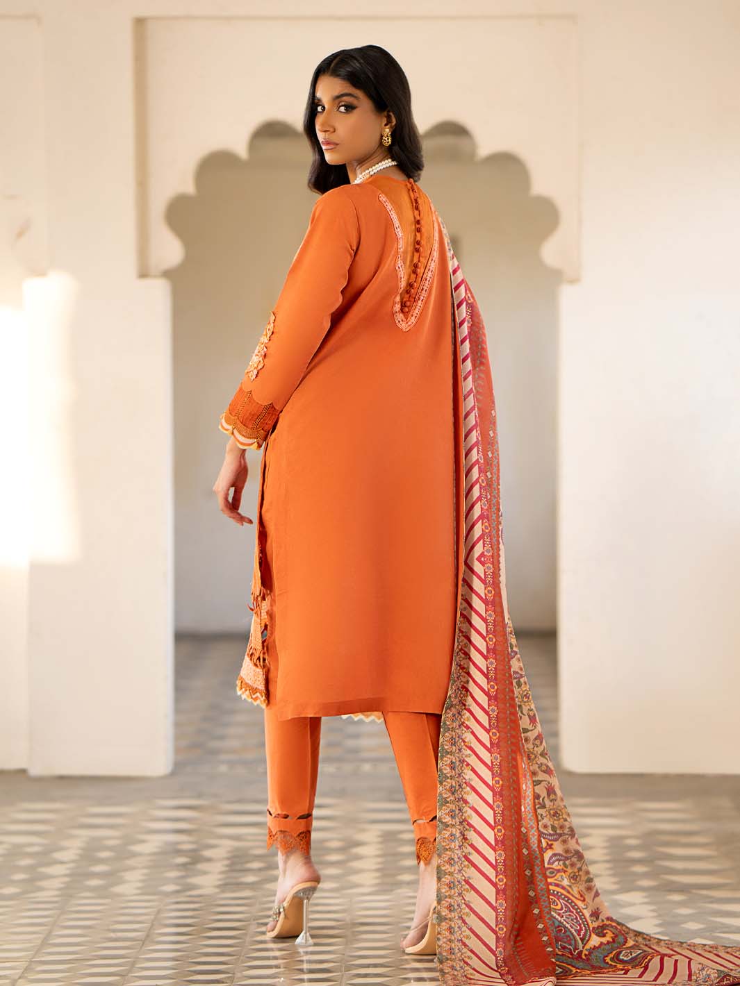 karandi Unstitched in Orange