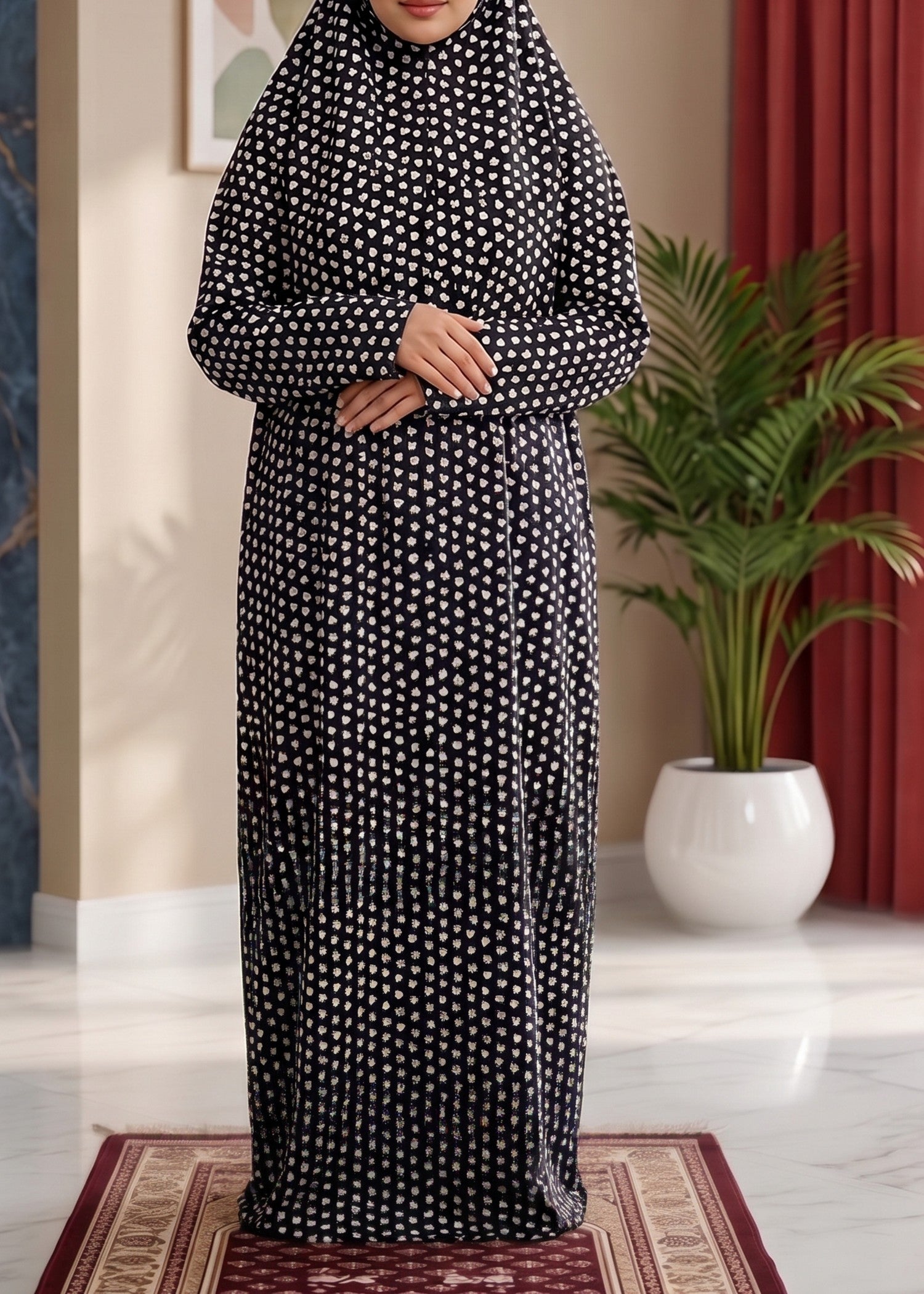 poly lawn Chaddar in Black, grey