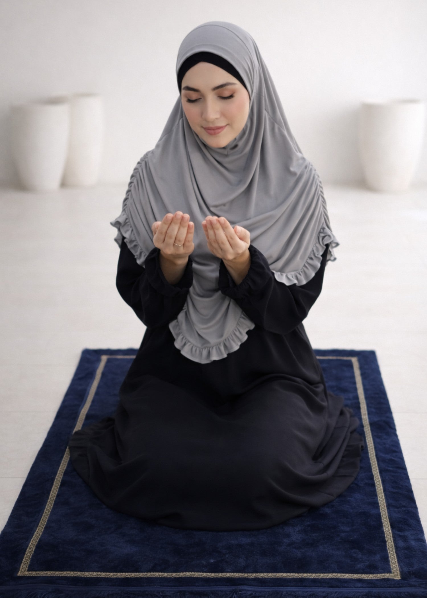 single jersey knit Hijab in Pastel grey
