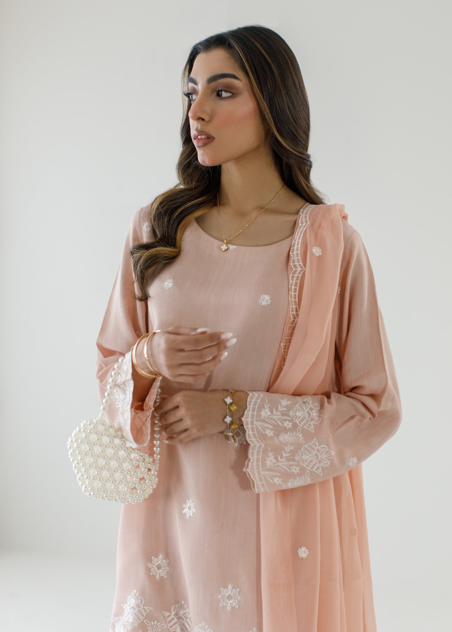 pk raw silk Kurta Set in Peach pink
