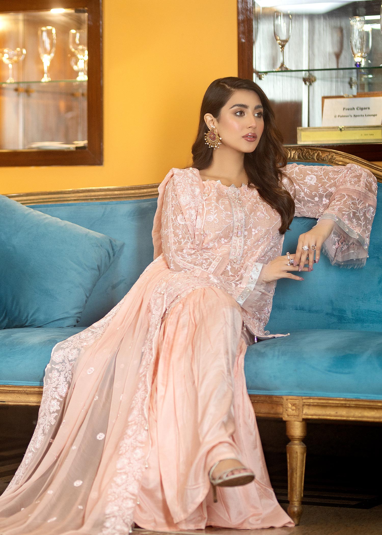 chiffon Unstitched in Baby pink