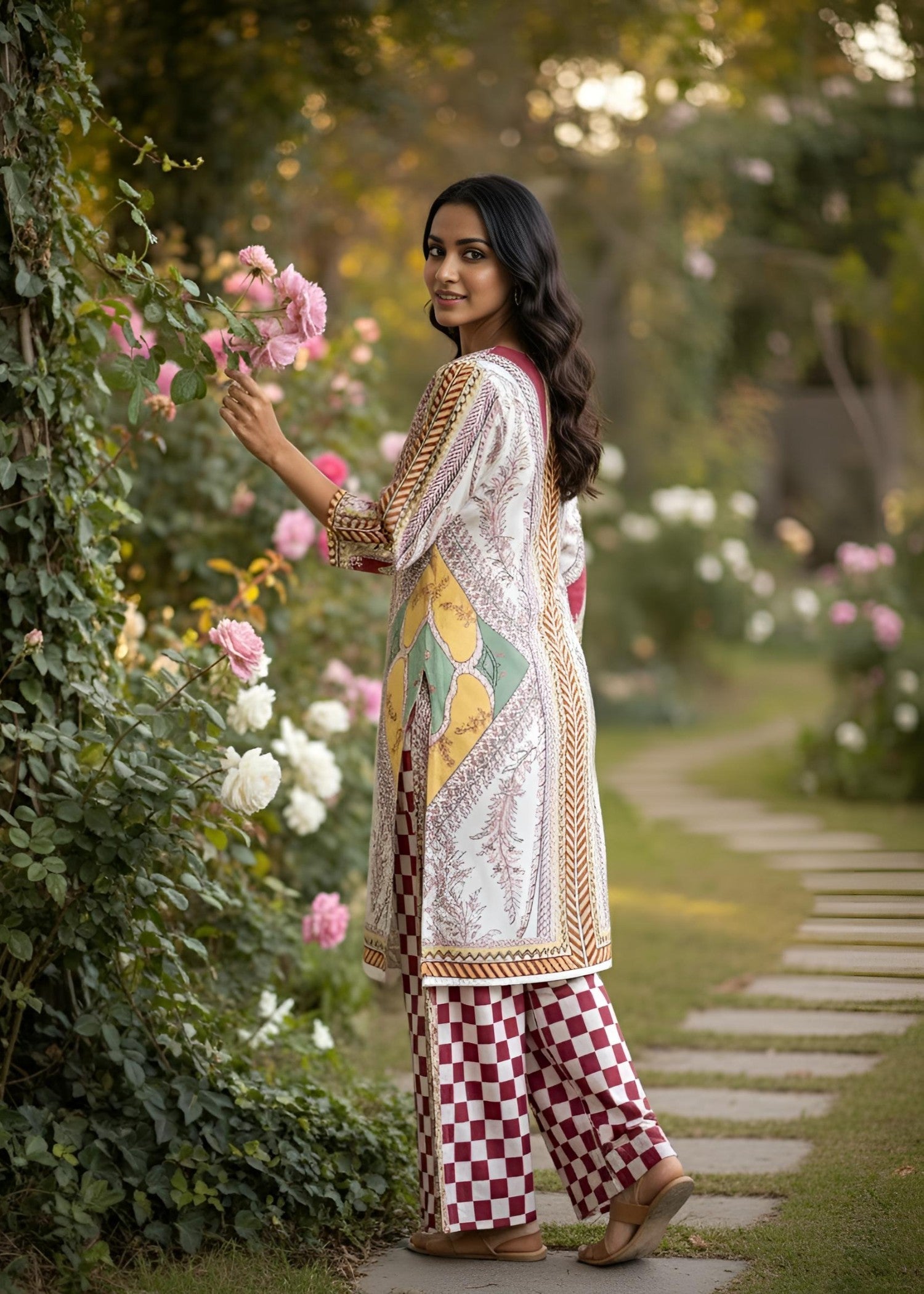 wool Kurta Set in Cream