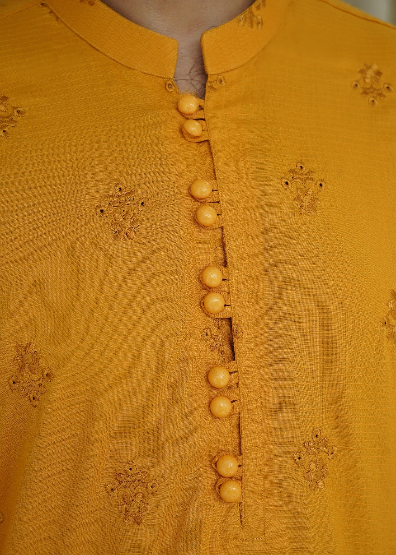 cotton linen Kurta in Mustard by Maqsood Garments