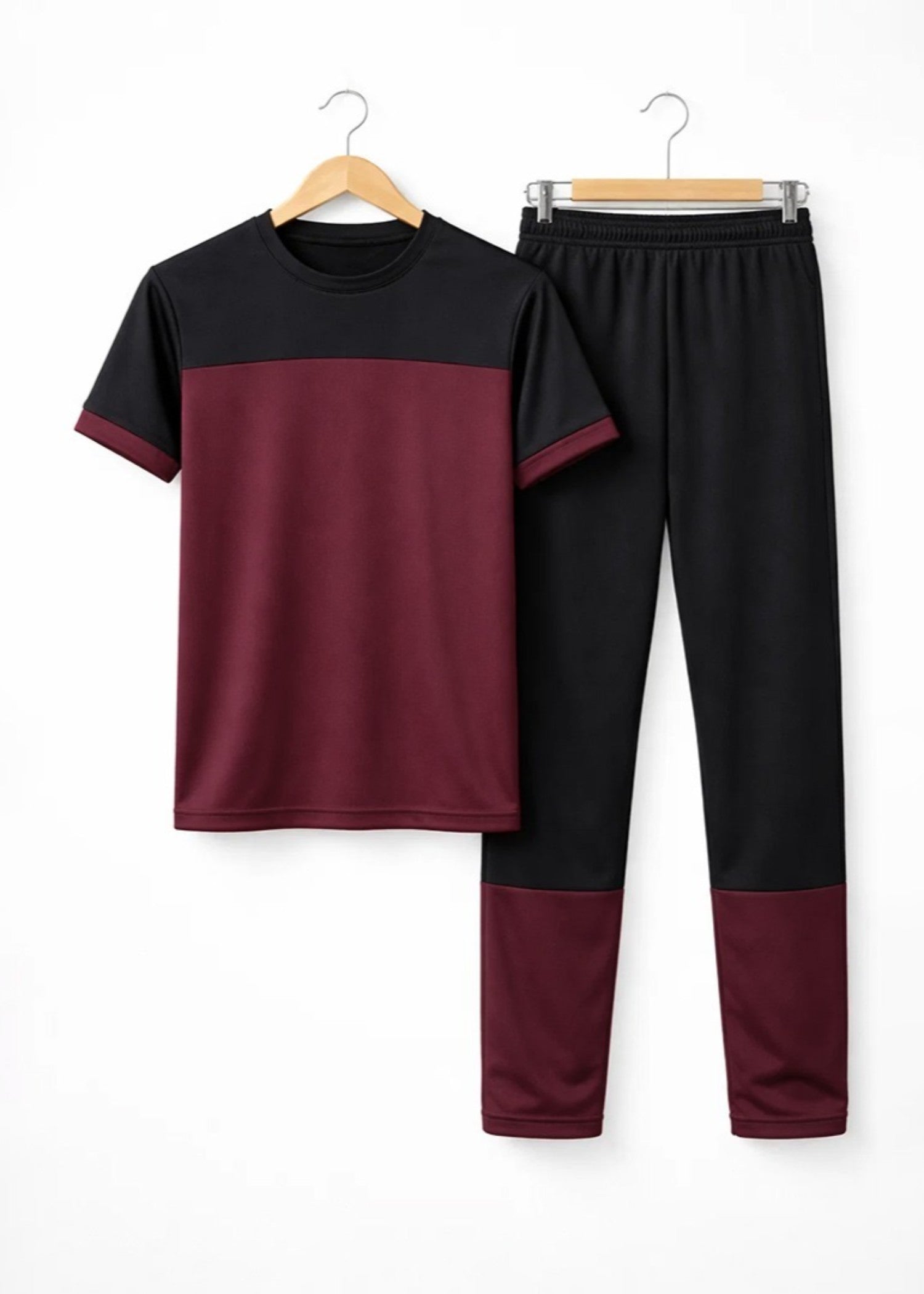 cotton Tracksuit in Black, maroon by Topco.Pk