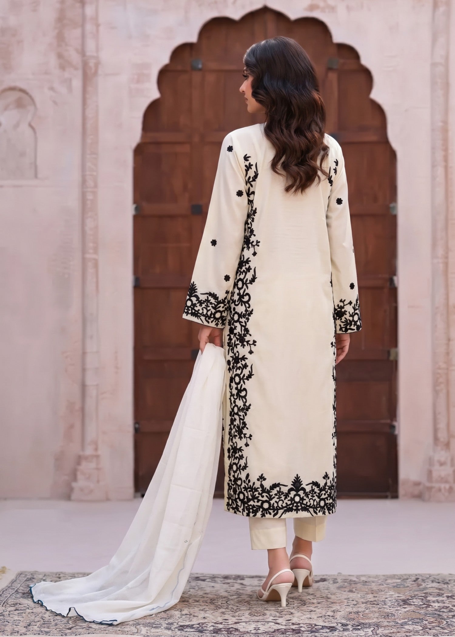 cotton linen Kurta Set in Off-white