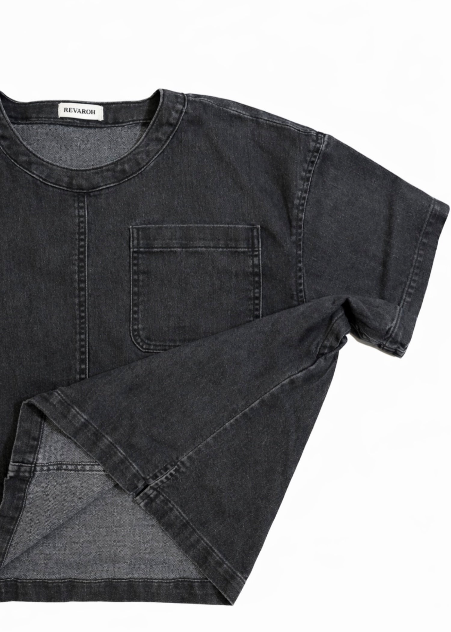 acid-wash denim Top in Black