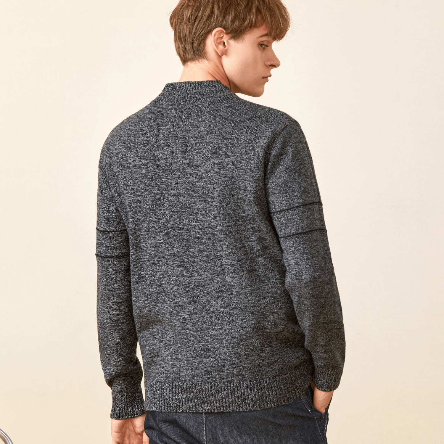 Autumn and Winter Slim-Fitting Threaded Cuffs All-Match Blouse Men
