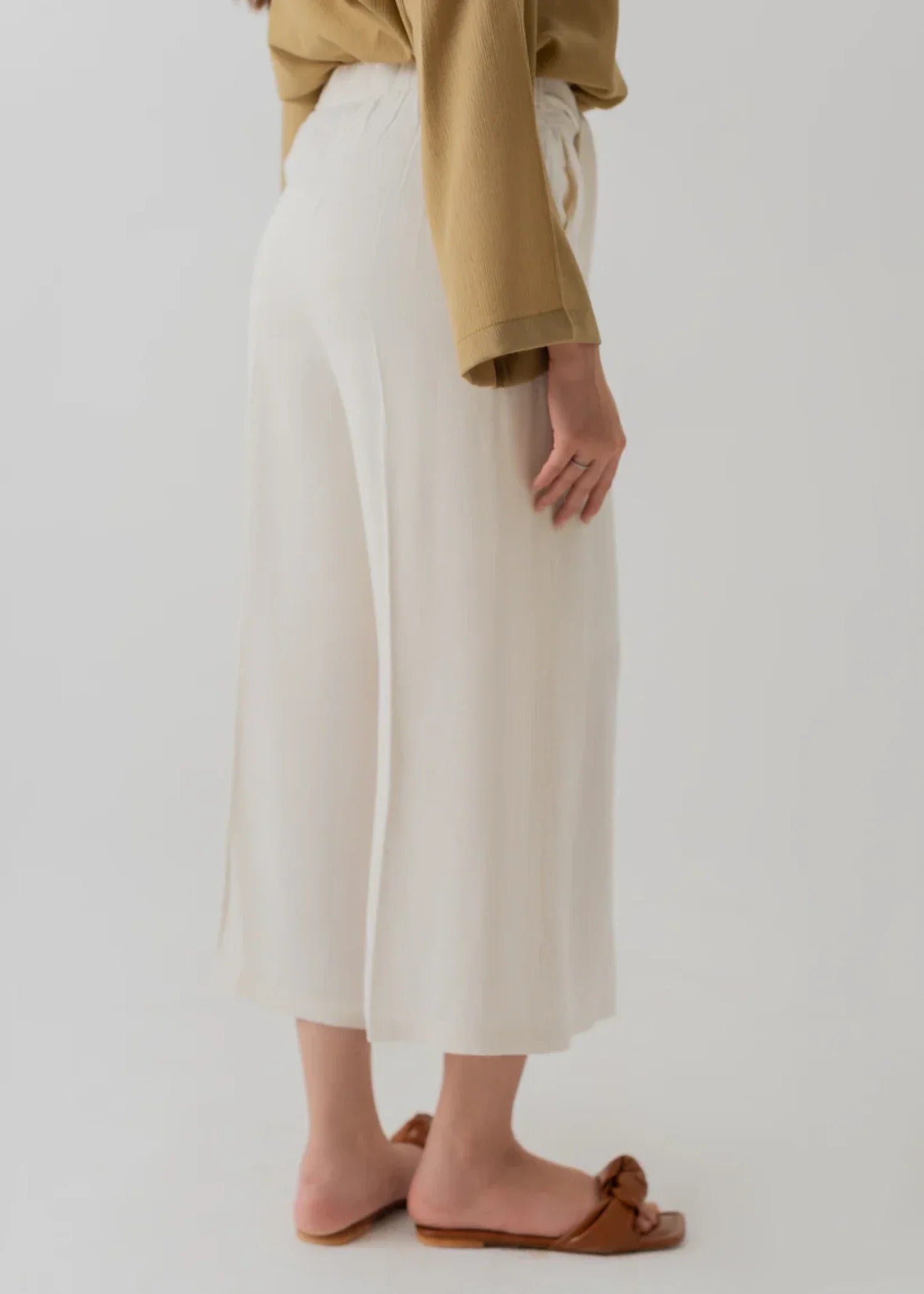 viscose linen Trousers in Off-white