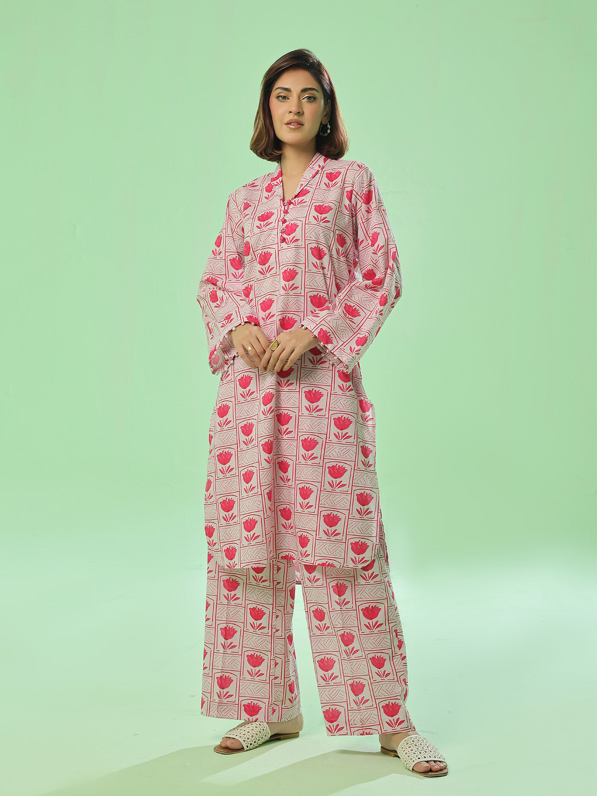zari lawn Unstitched in Baby pink