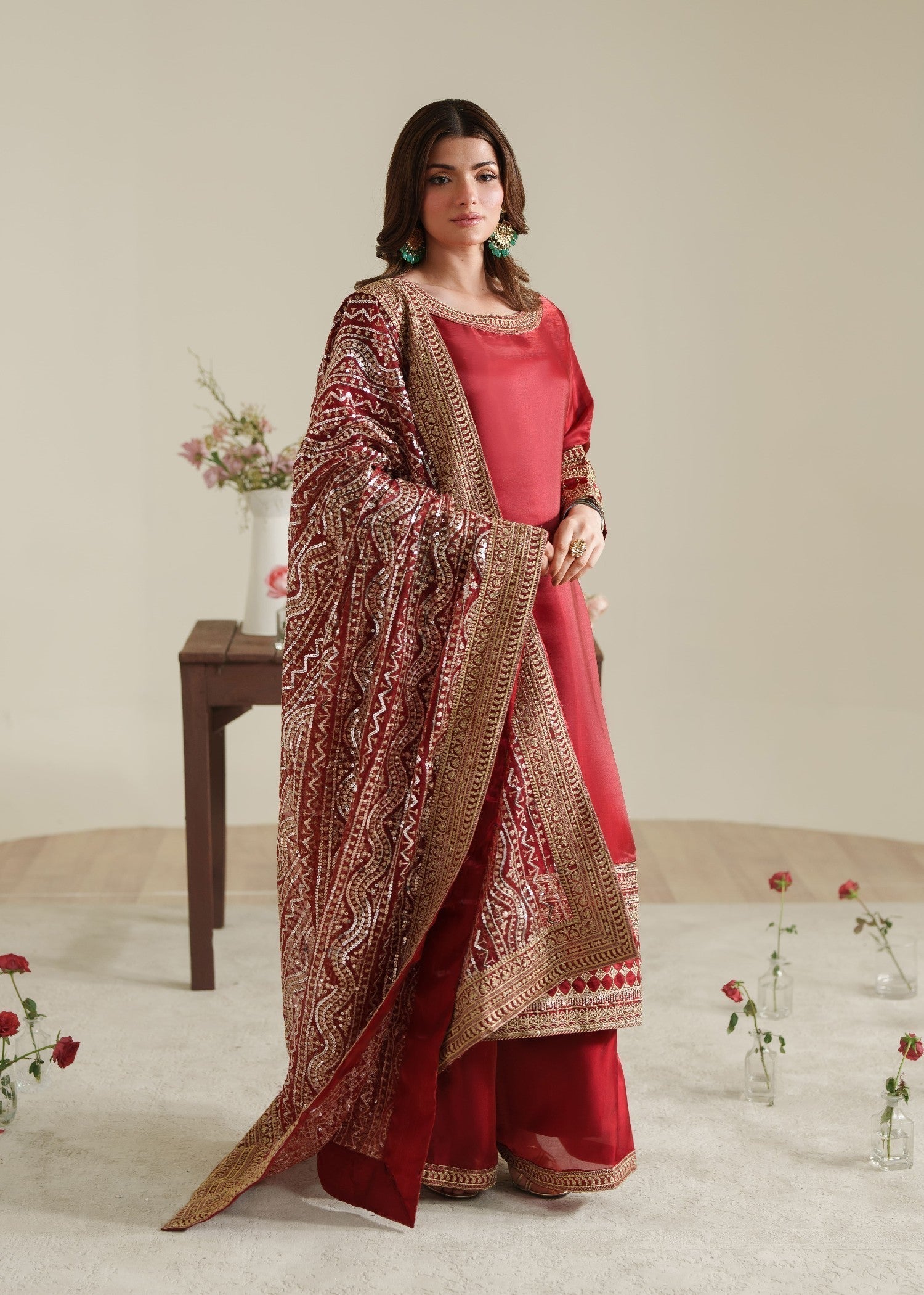 pk charmuse silk Kurta Set in Red