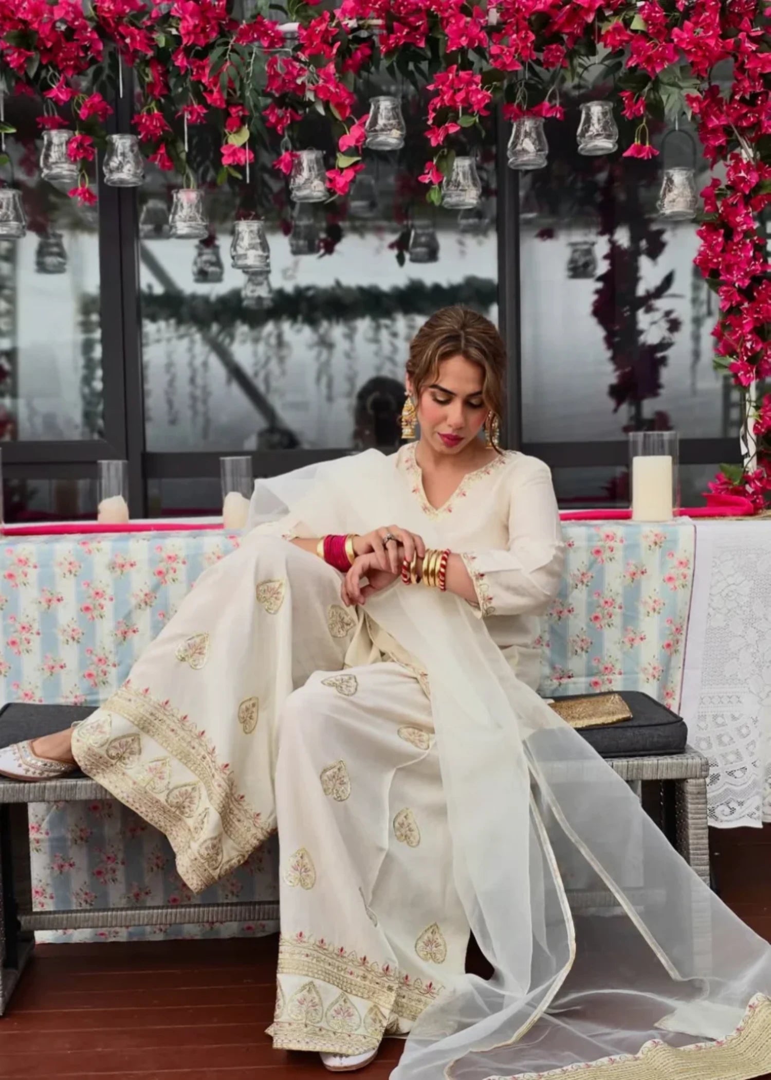 raw silk Kurta Set in Ivory