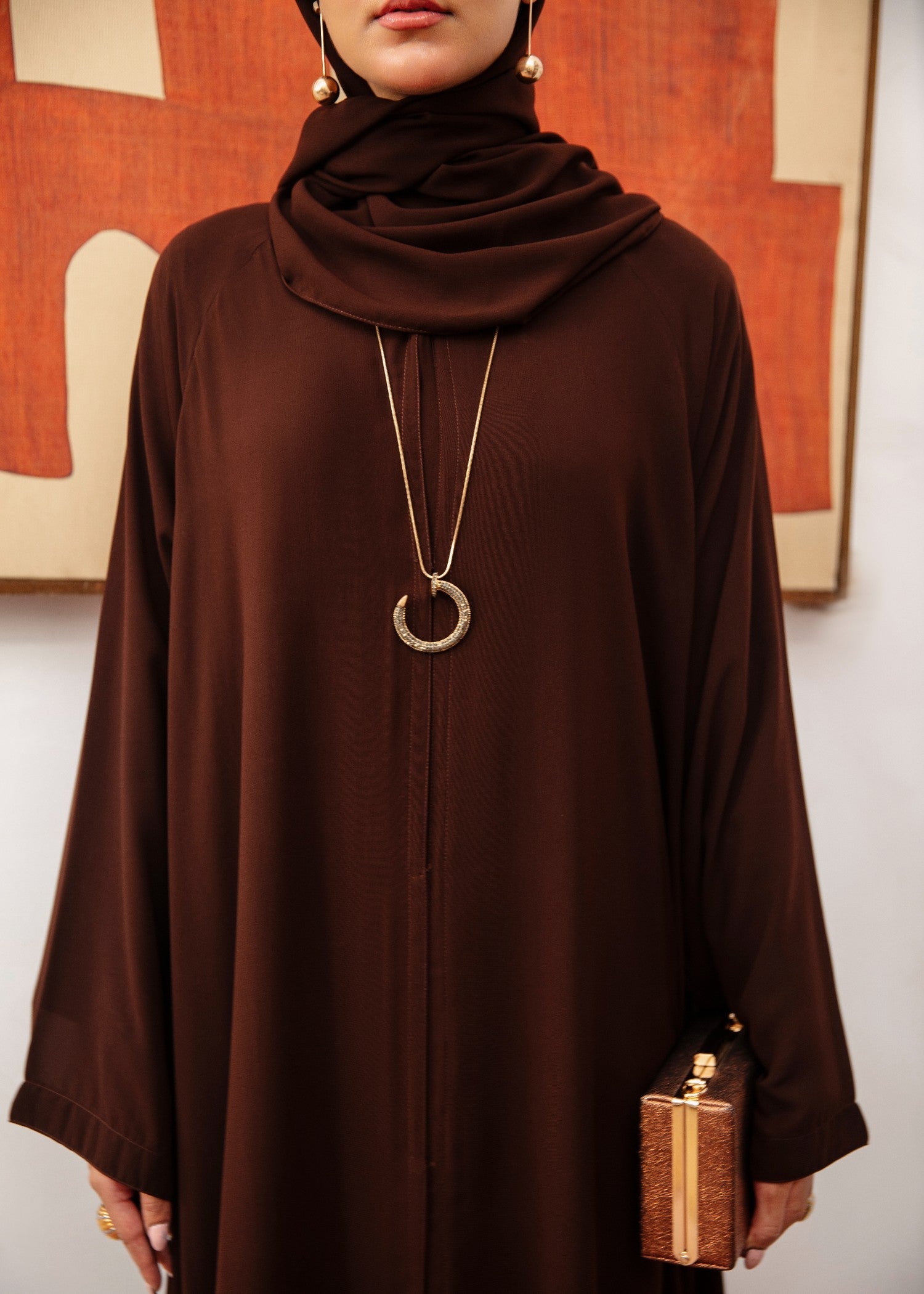 georgette chiffon Abaya in Dark brown