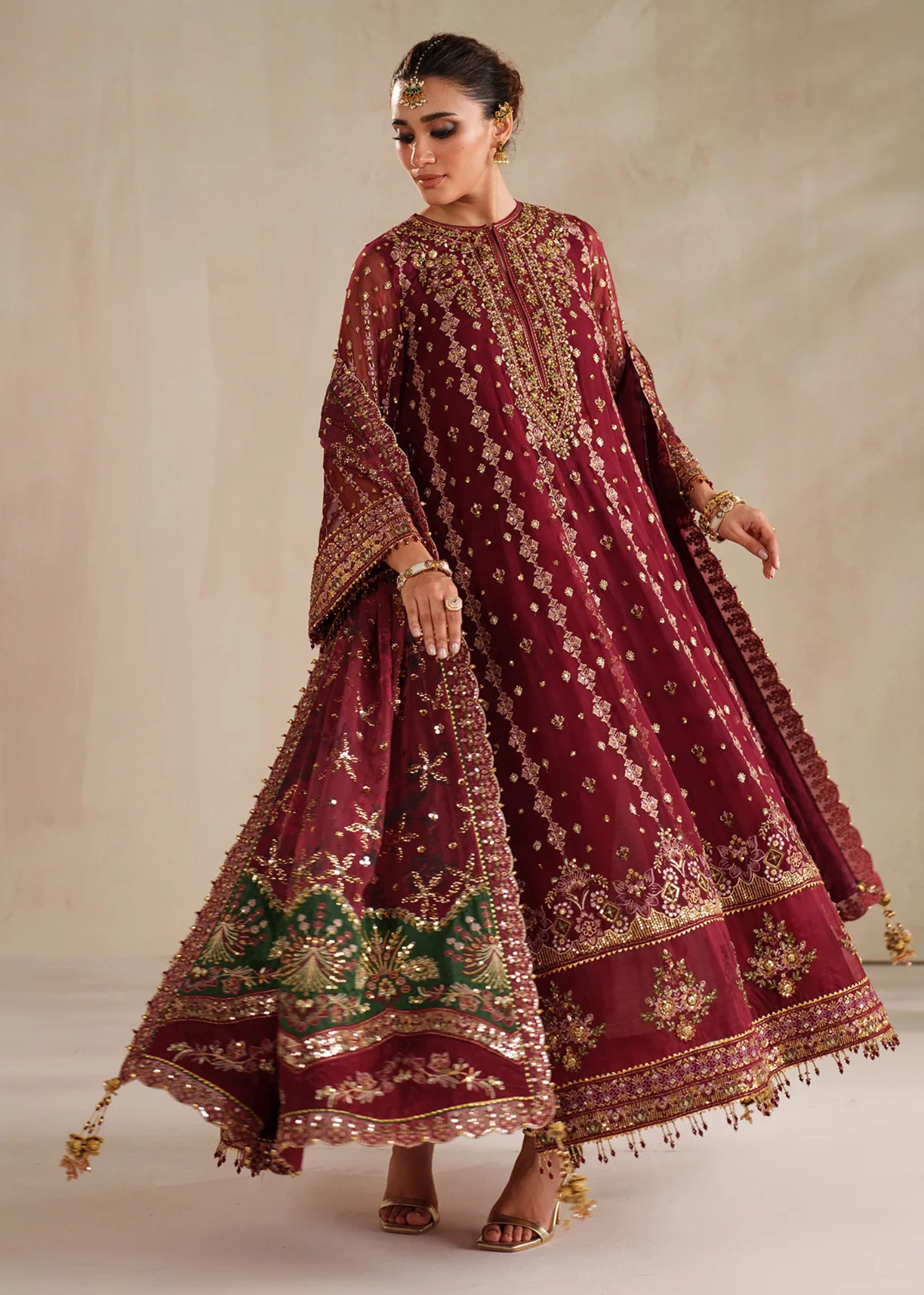 chiffon Unstitched in Blood red