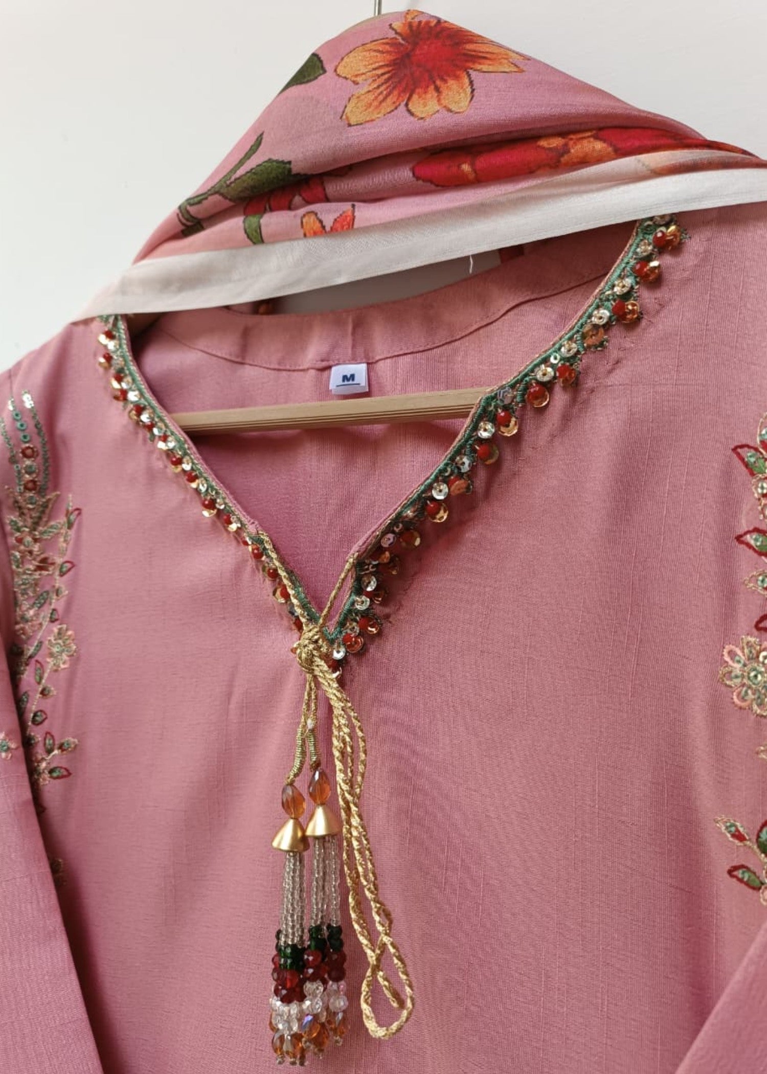 raw silk Kurta Set in Blush pink