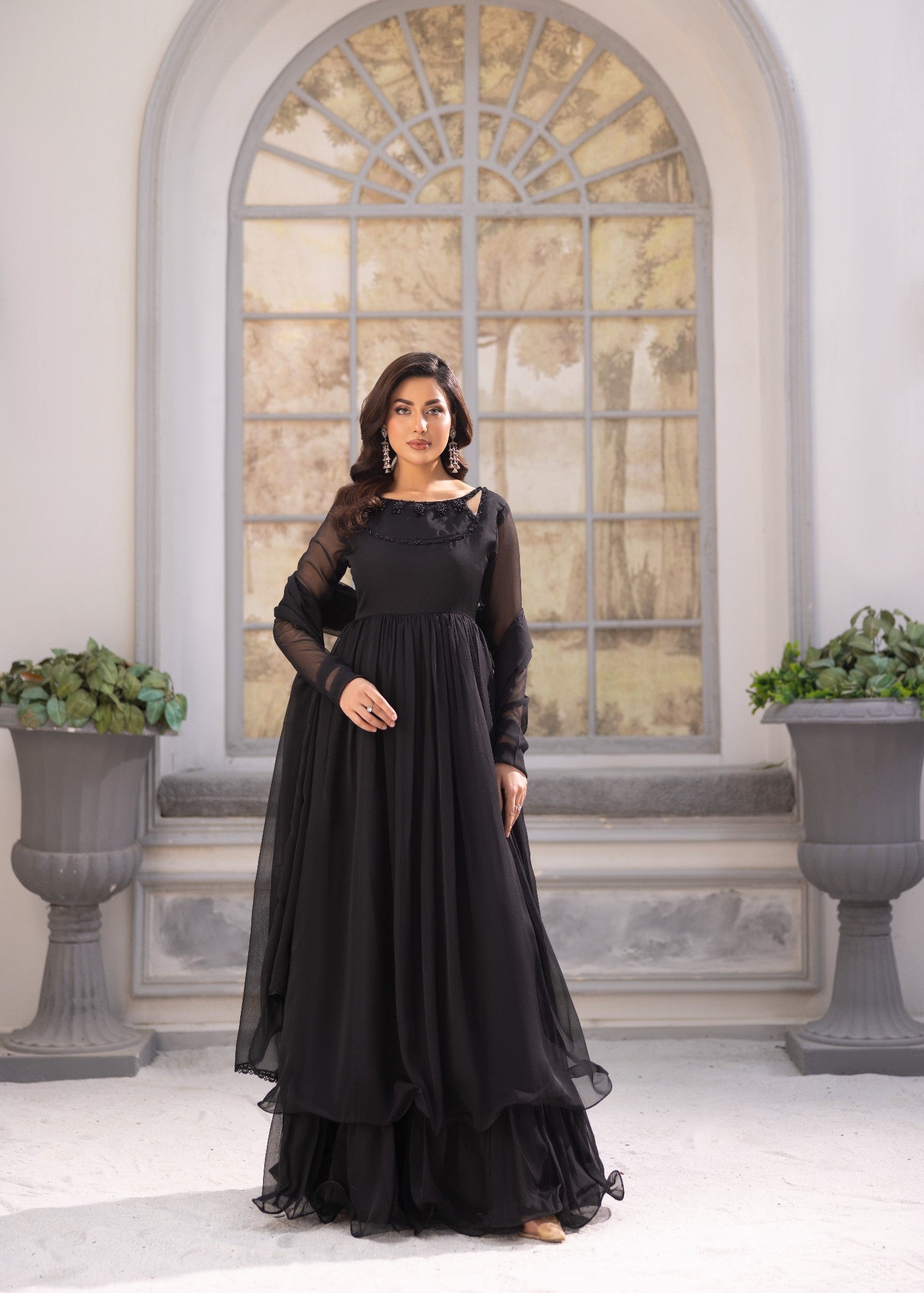 chiffon Maxi in Jet black