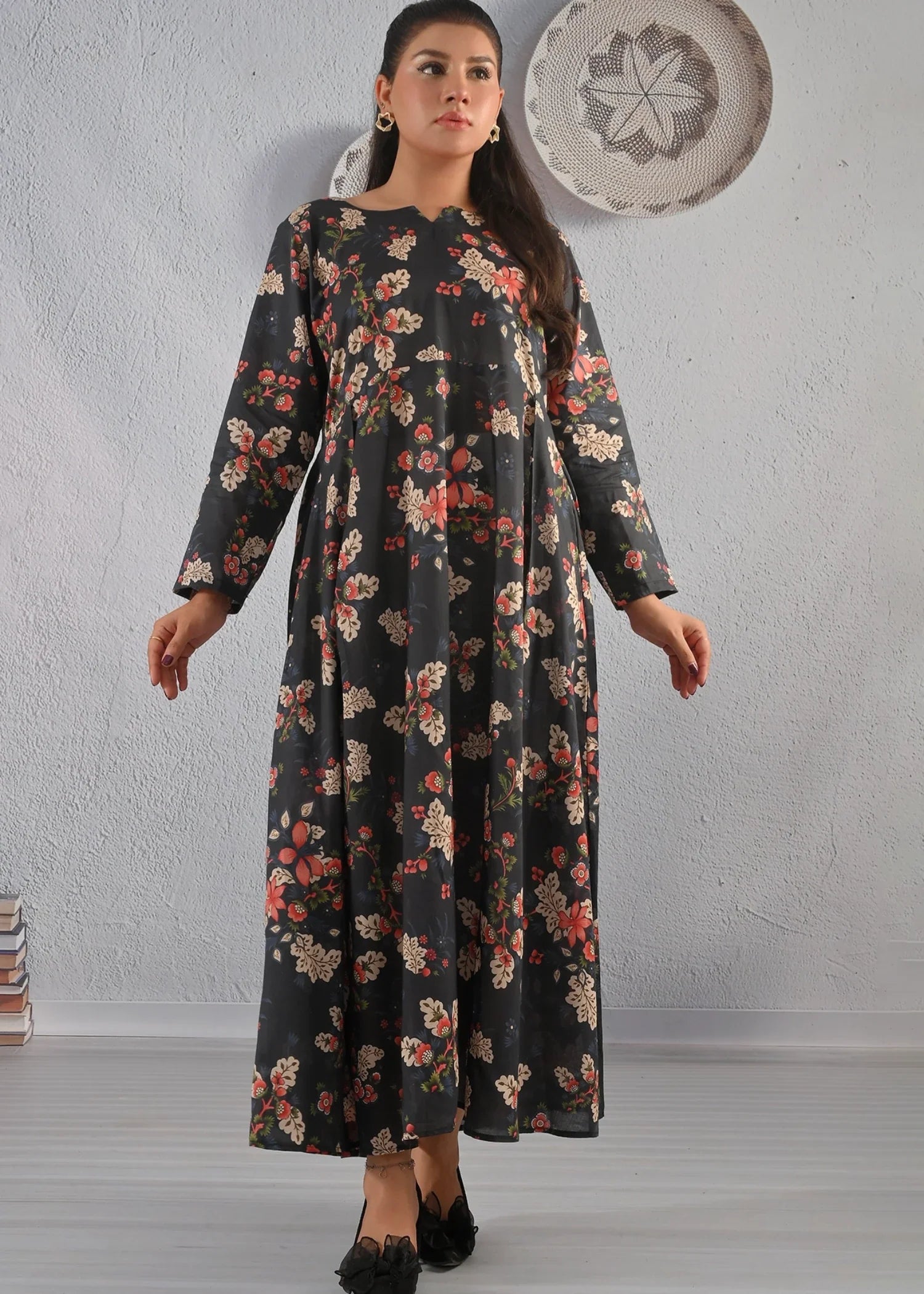 cotton Maxi in Charcoal black