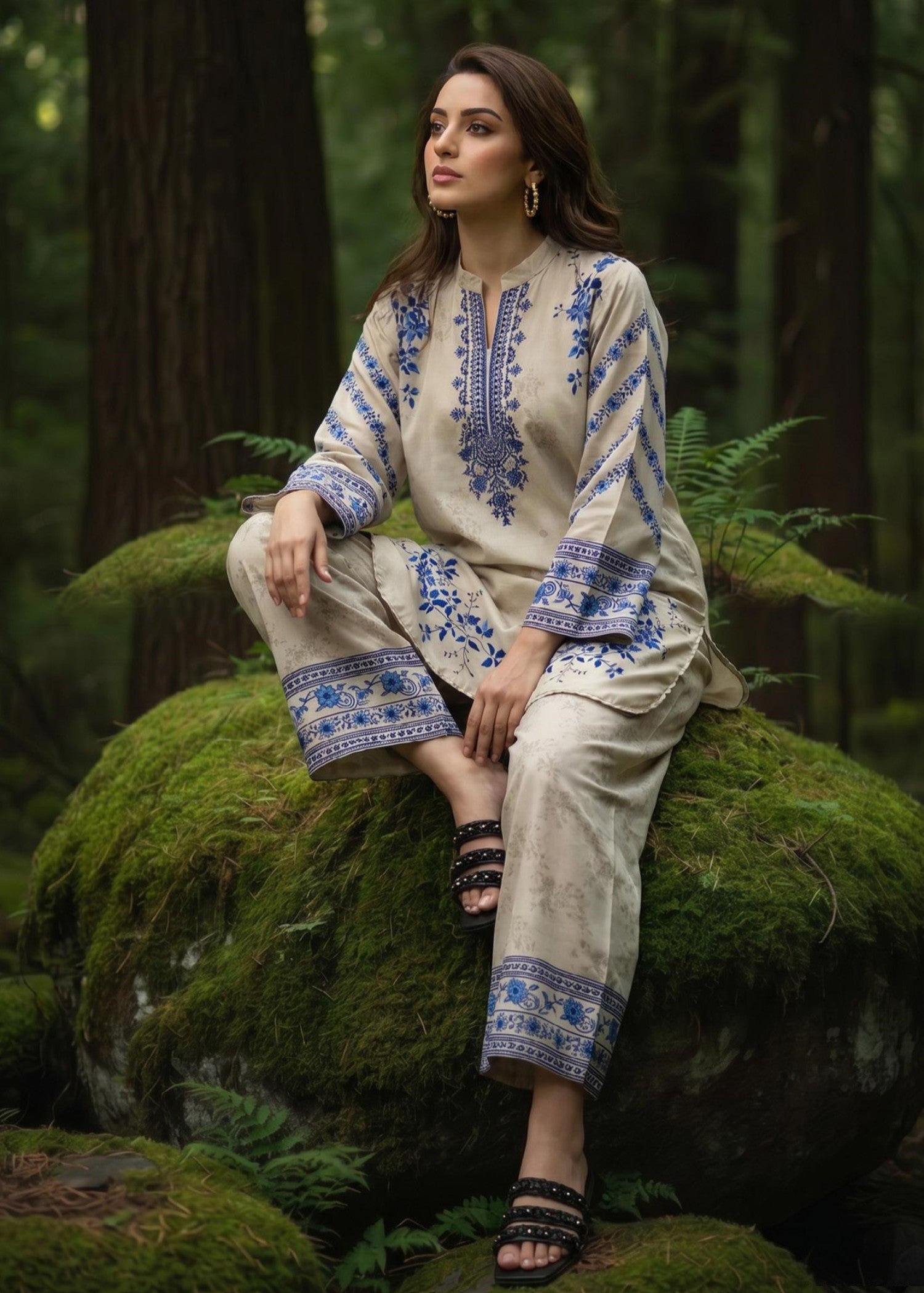 slub lawn Co Ord Sets in White