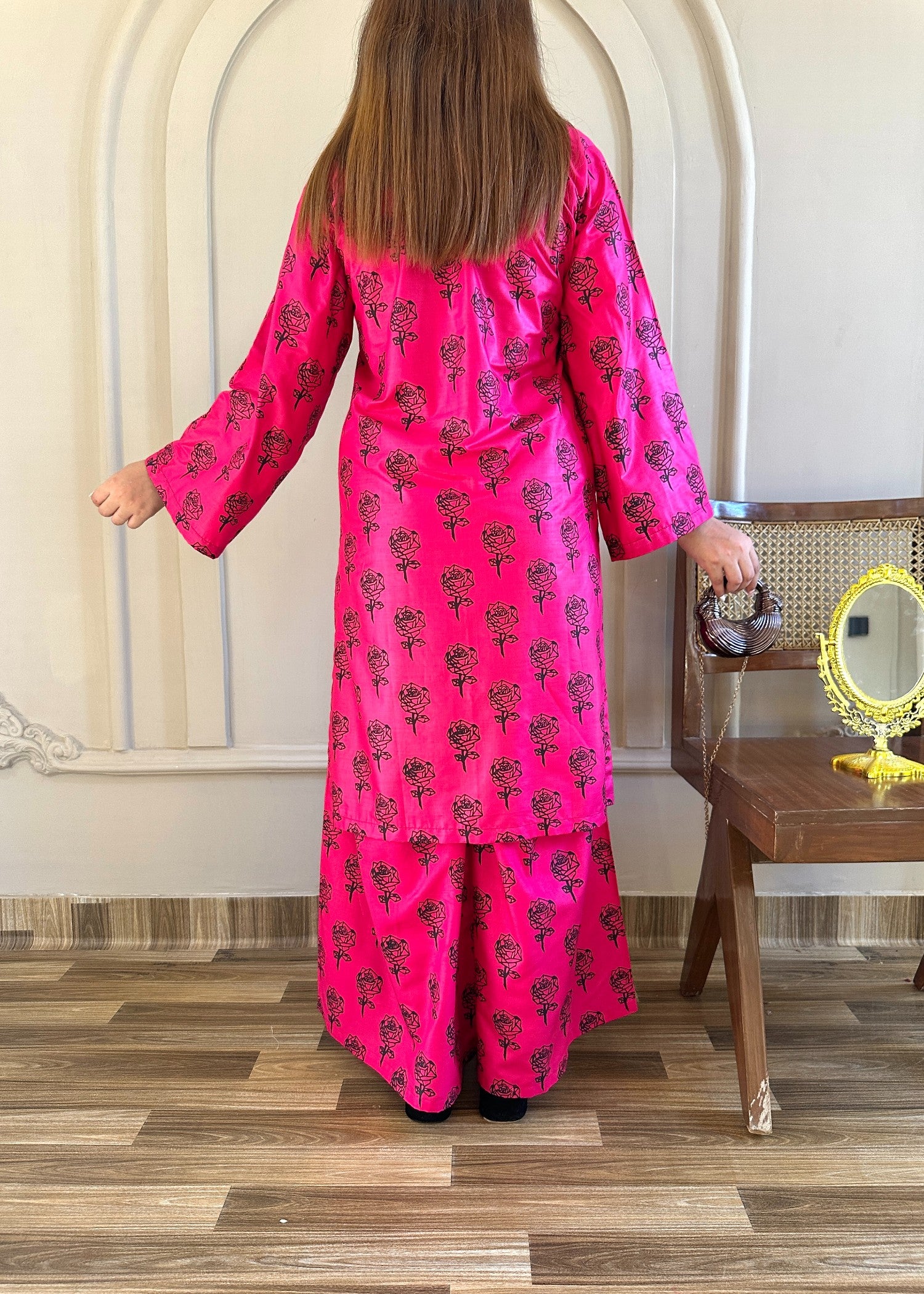 arabic lawn Co Ord Sets in Hot pink