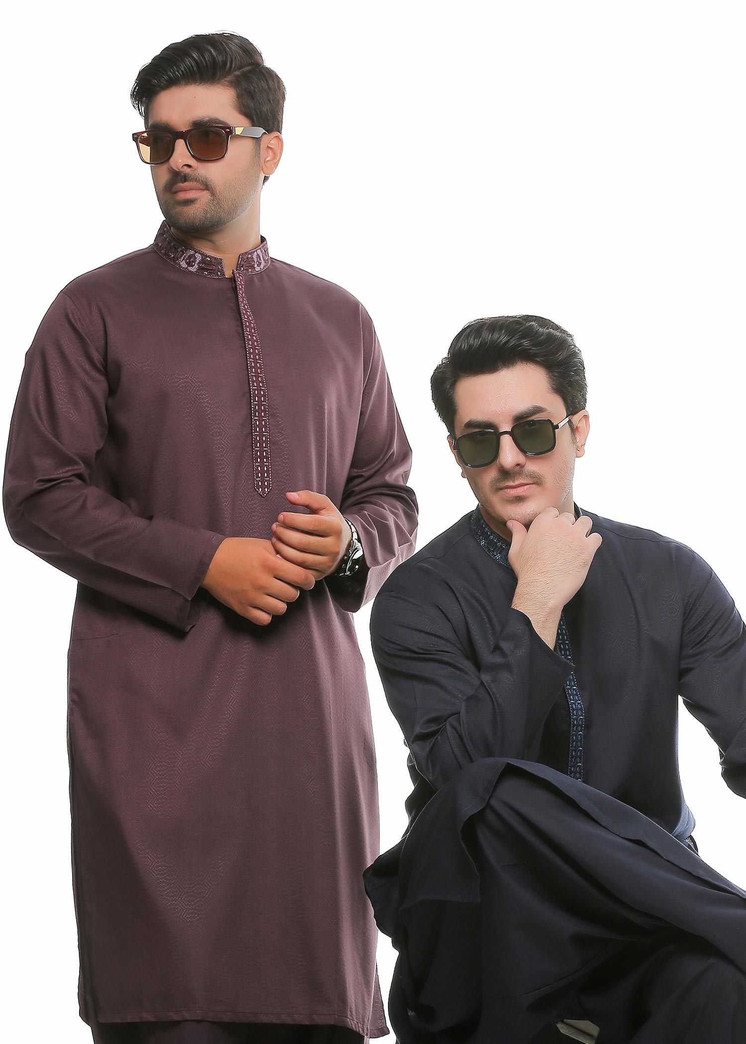textured wash & wear Shalwar Kameez in Purple