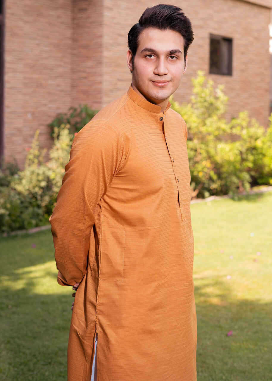 wash & wear Kurta Set in Marmalade orange