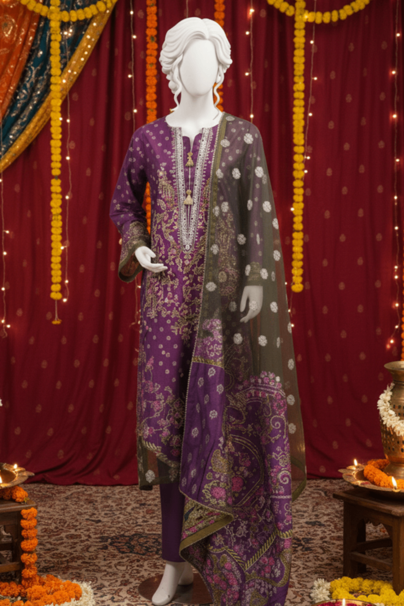 viscose Kurta Set in Purple