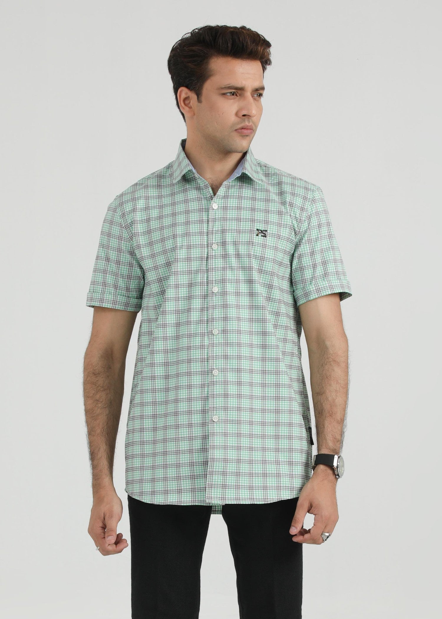 cotton dobby Casual Shirt in Mint green