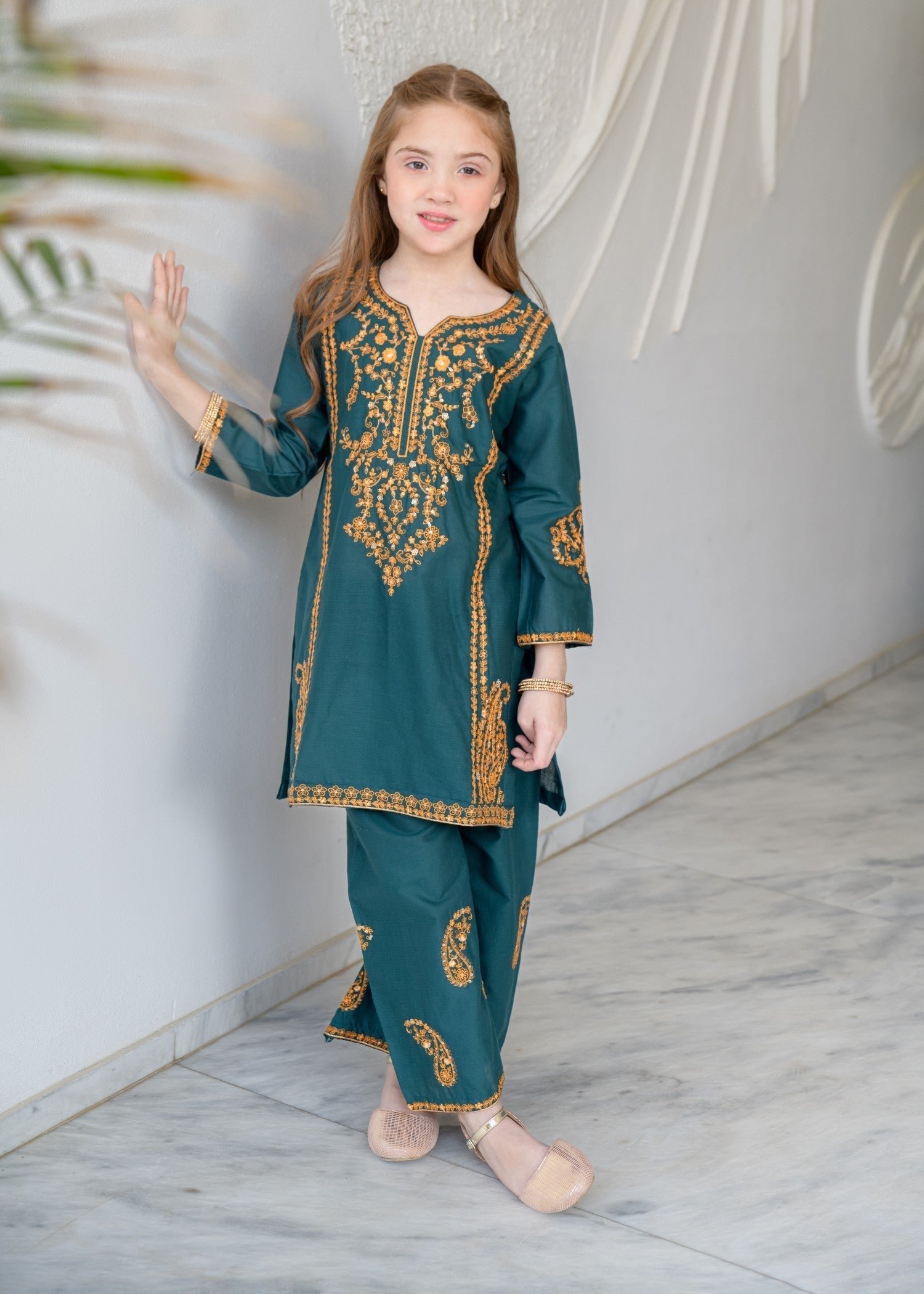 cotton Kurta Set in Teal