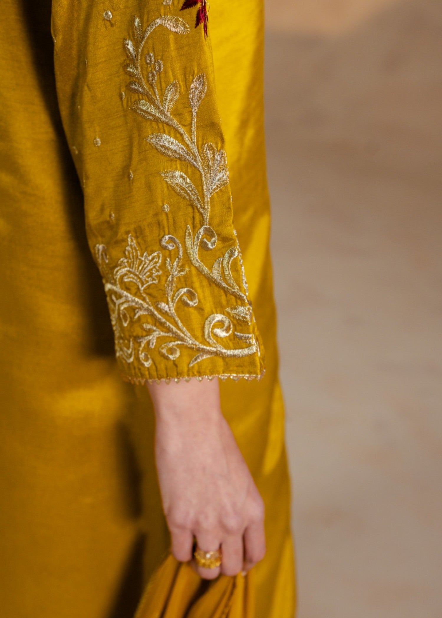 medium silk Kurta Set in Mustard