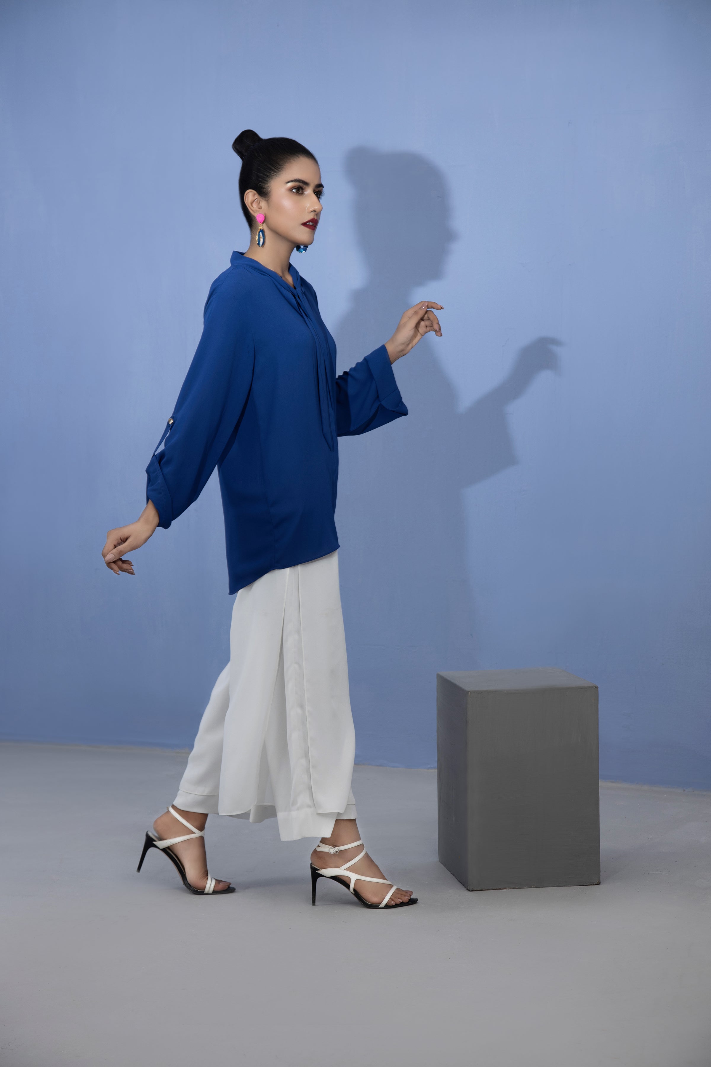 crepe georgette Kurti in Navy blue
